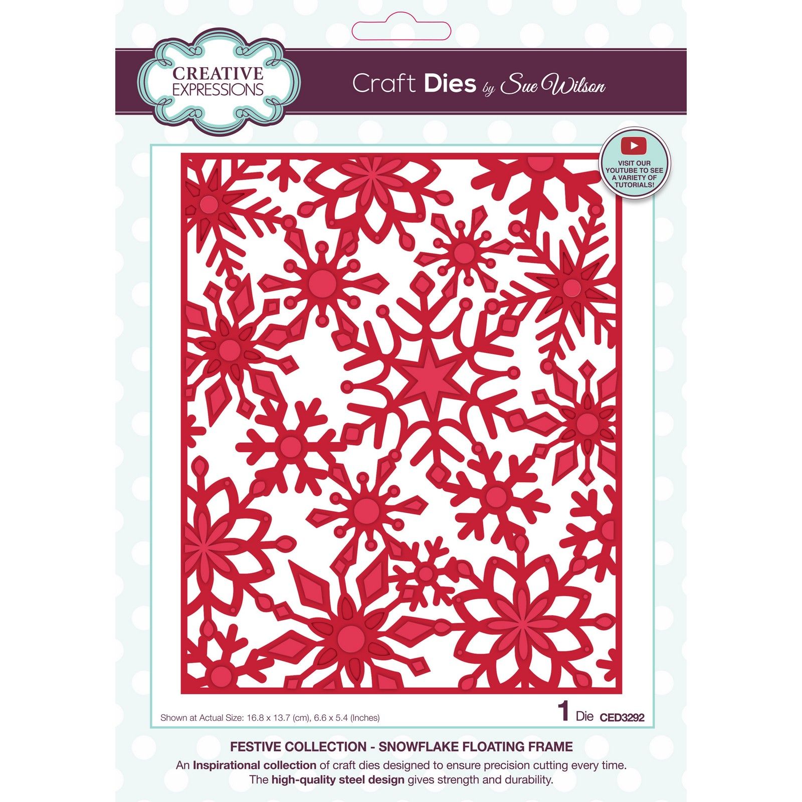 Creative Expressions • Sue Wilson Festive Snowflake Floating Frame Craft Die