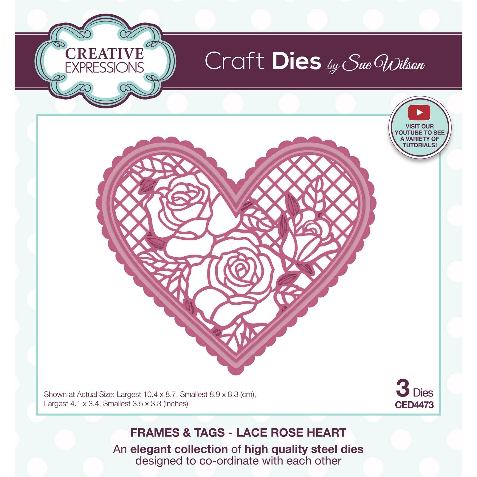 Creative Expressions • Frames & Tags Plantilla de Corte Lace Rose Heart 