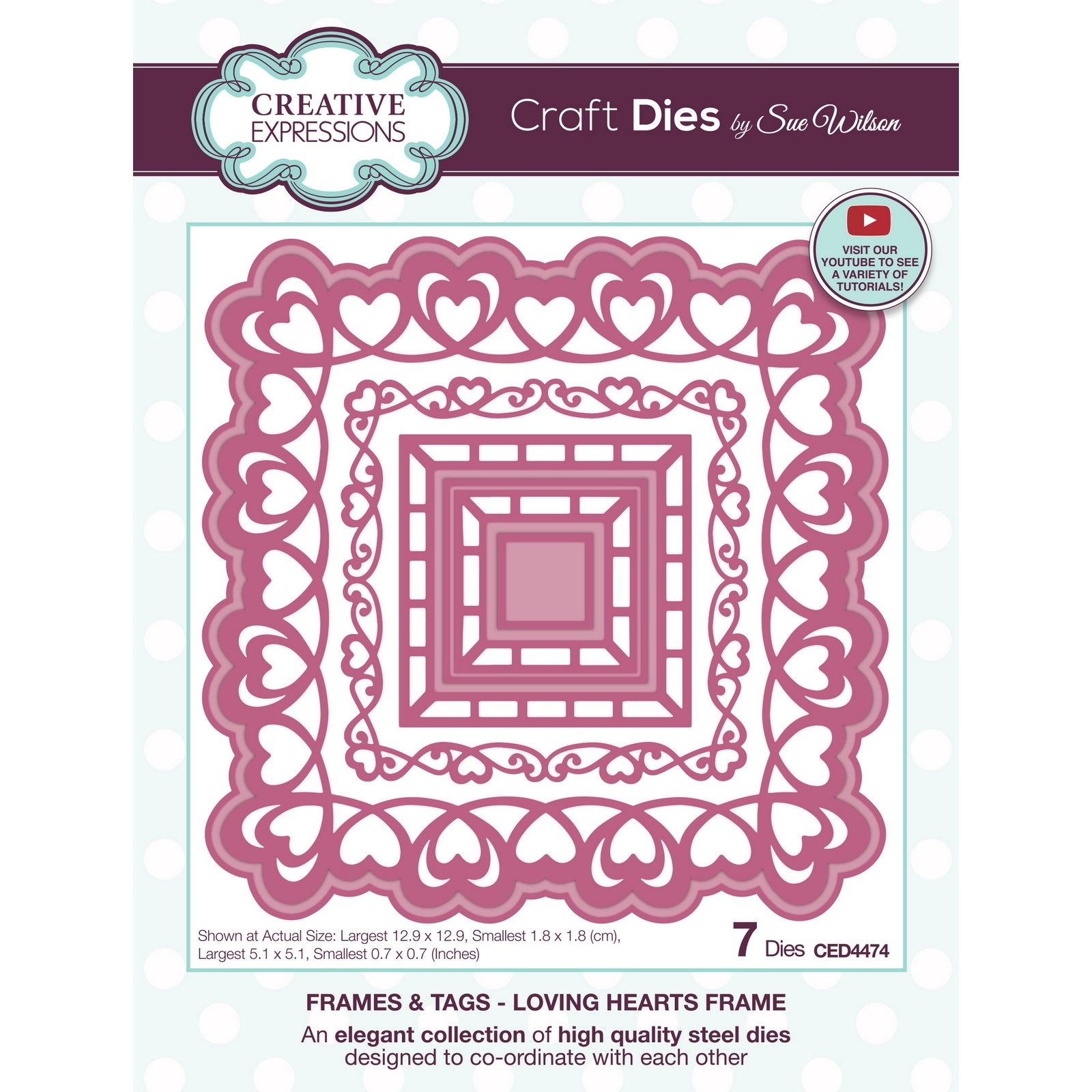 Creative Expressions • Frames & Tags Craft Die Loving Hearts Frame