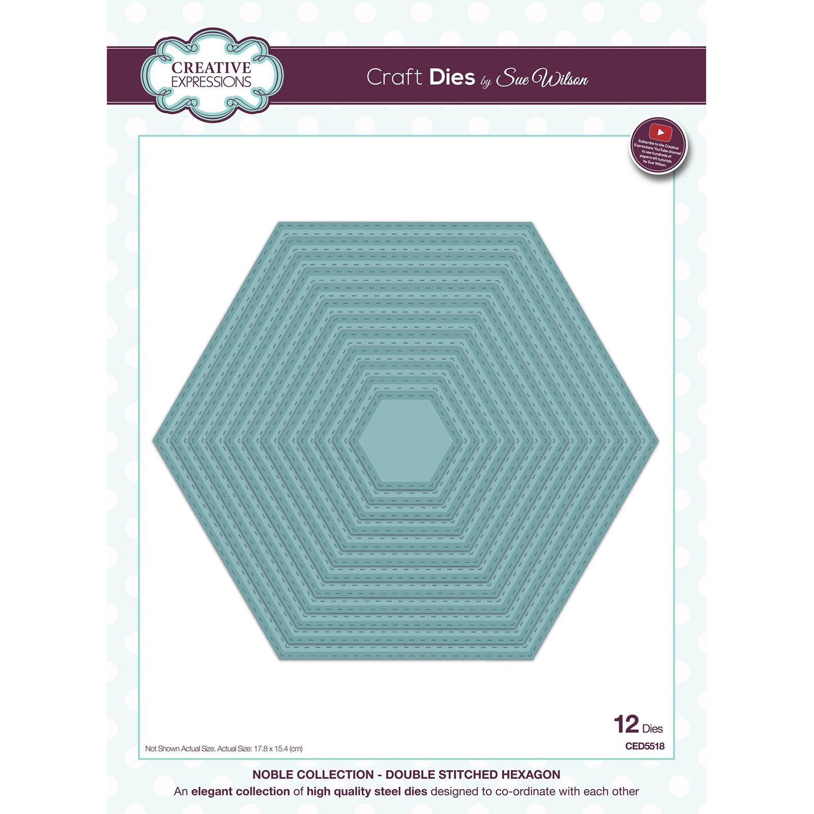 Creative Expressions • Craft die double stitched hexagon