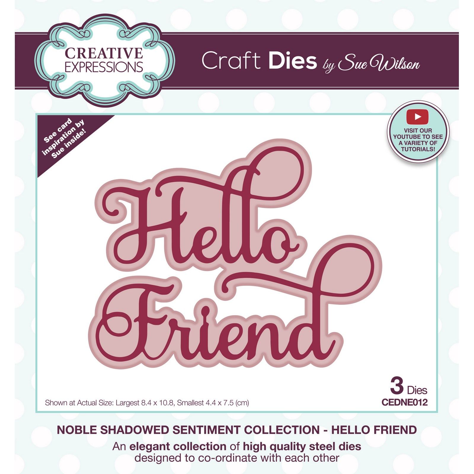 Creative Expressions • Noble Shadowed Sentiment Craft Die Hello Friend