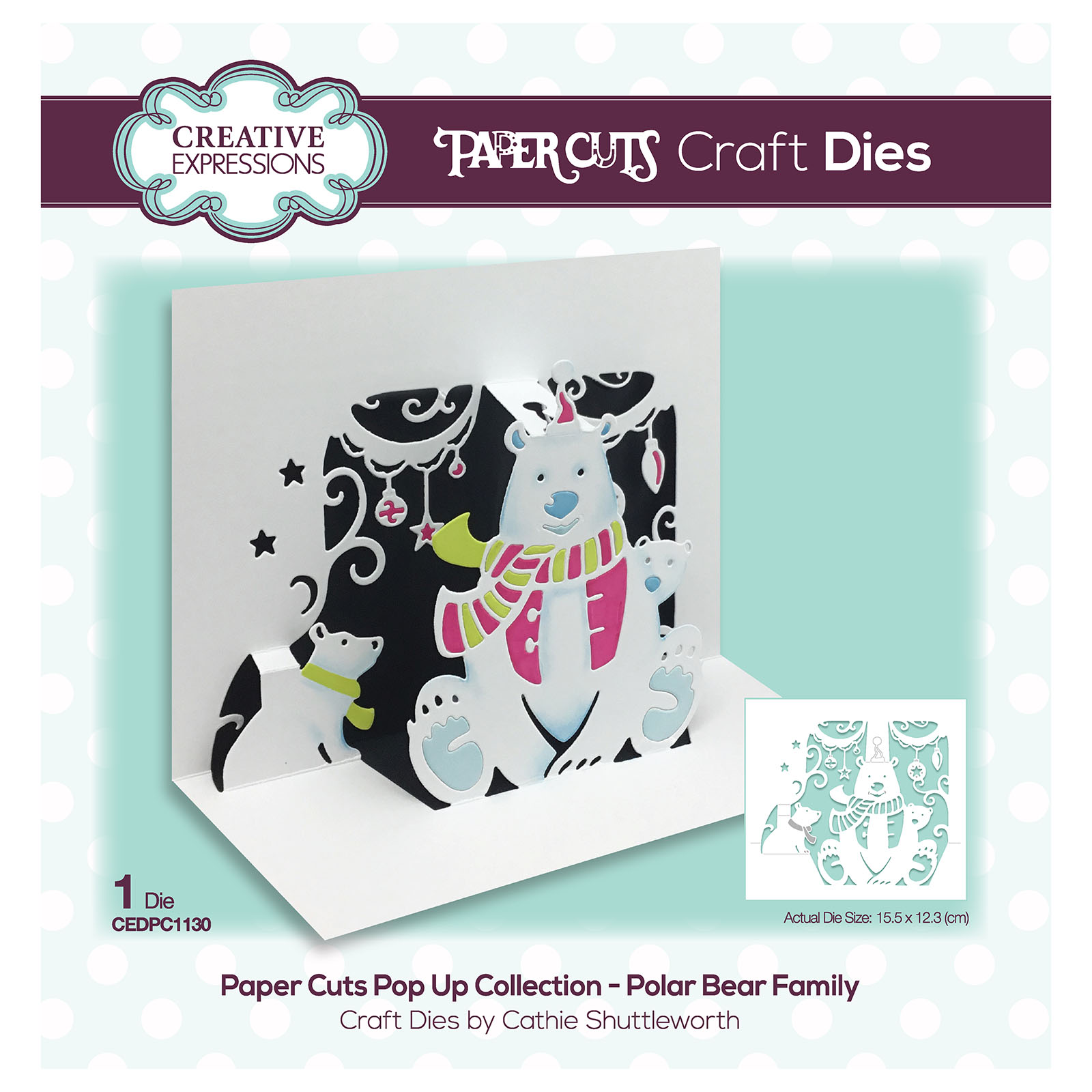 Creative Expressions • Paper cuts plantilla de corte pop-up Polar bear family