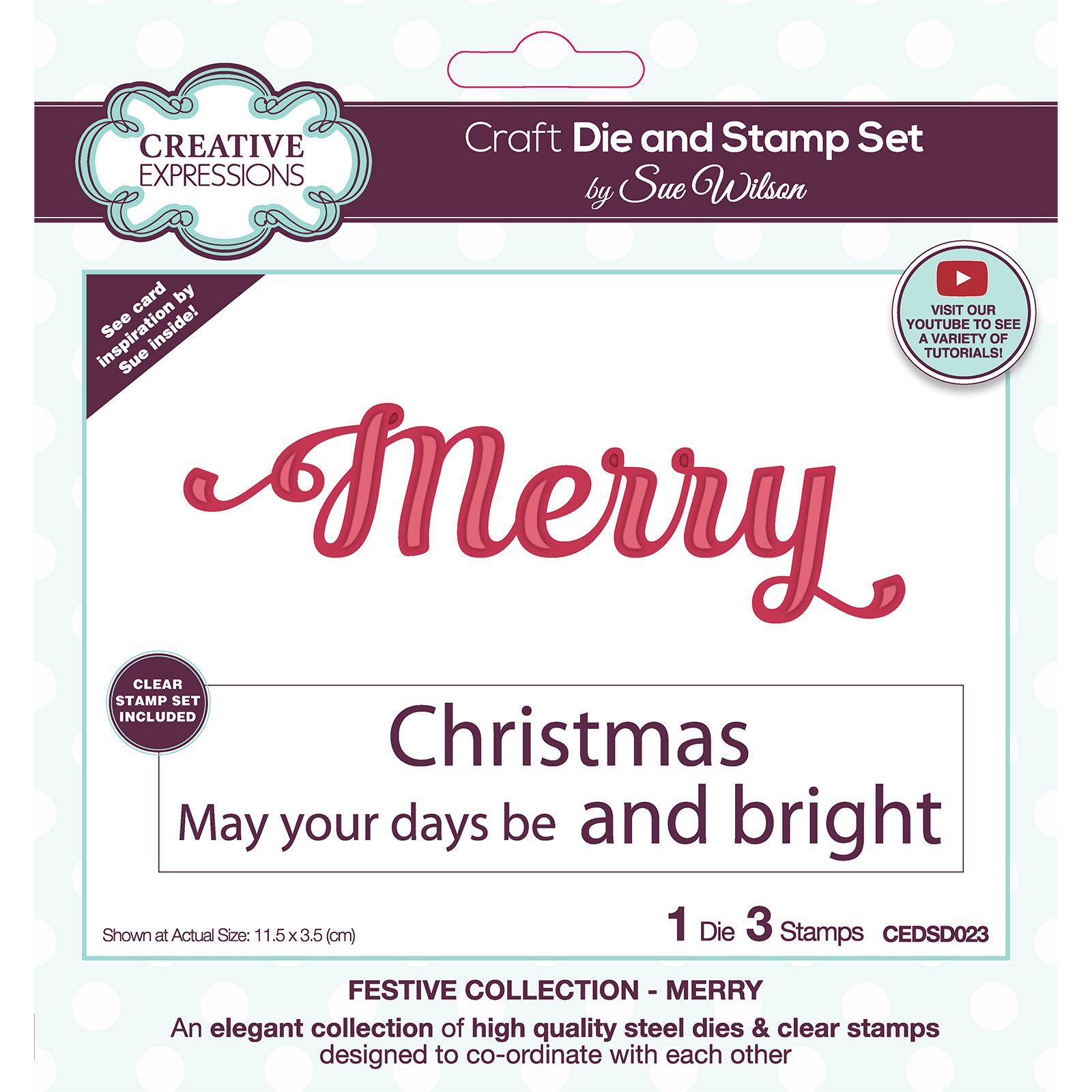 Creative Expressions • Sue Wilson craft die & stamp set Merry