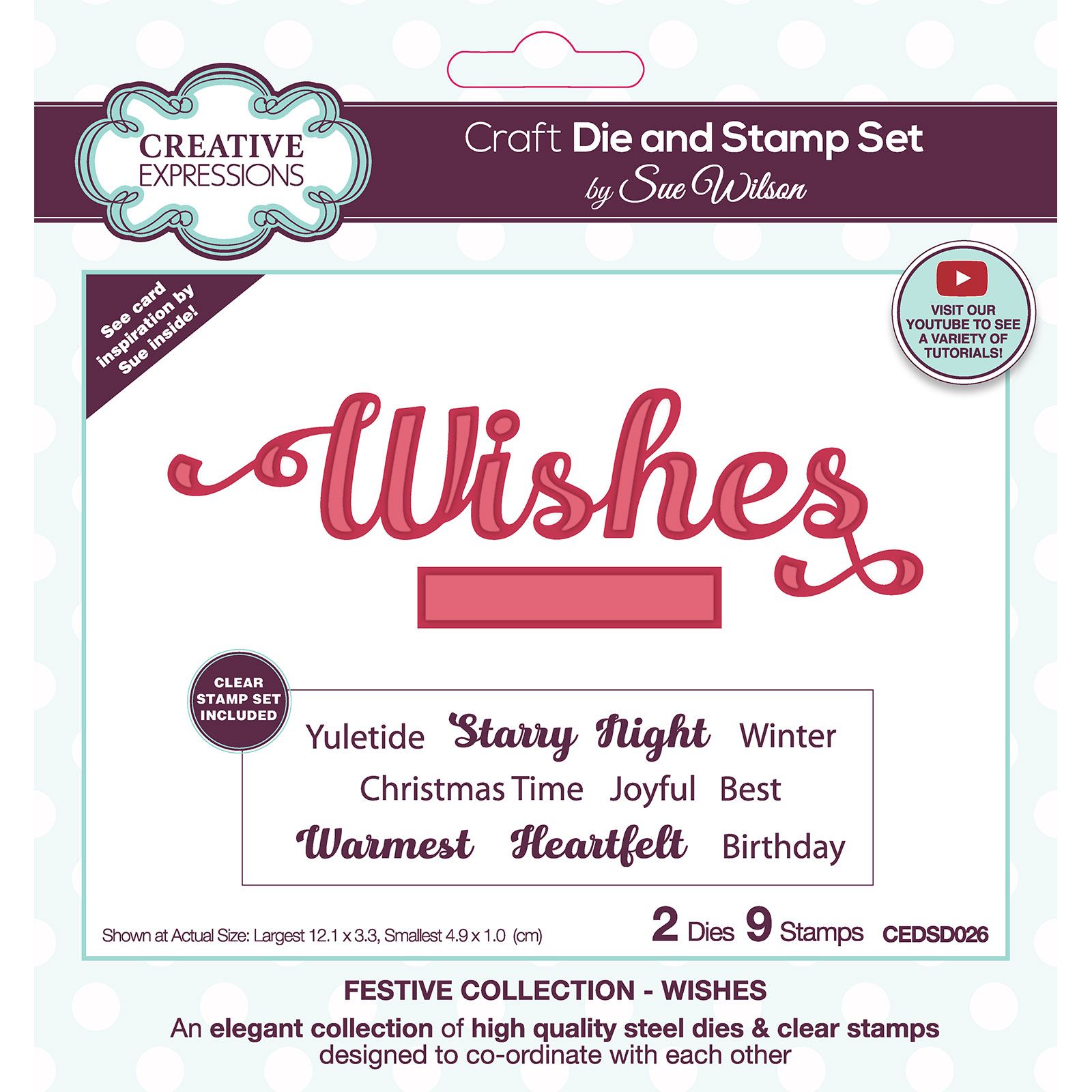 Creative Expressions • Sue Wilson craft die & stamp set Wishes