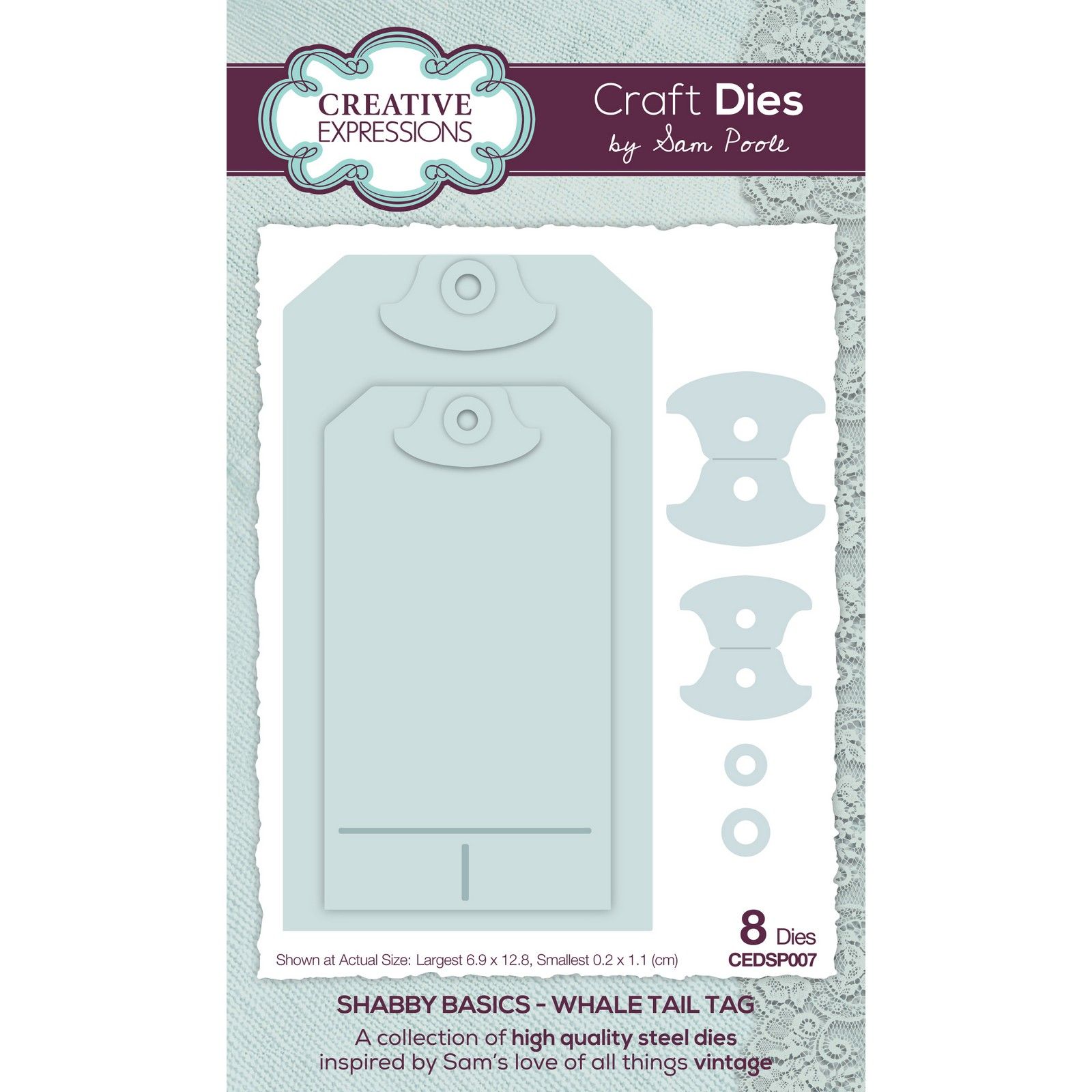 Creative Expressions • Shabby basics craft die Whale tail tag