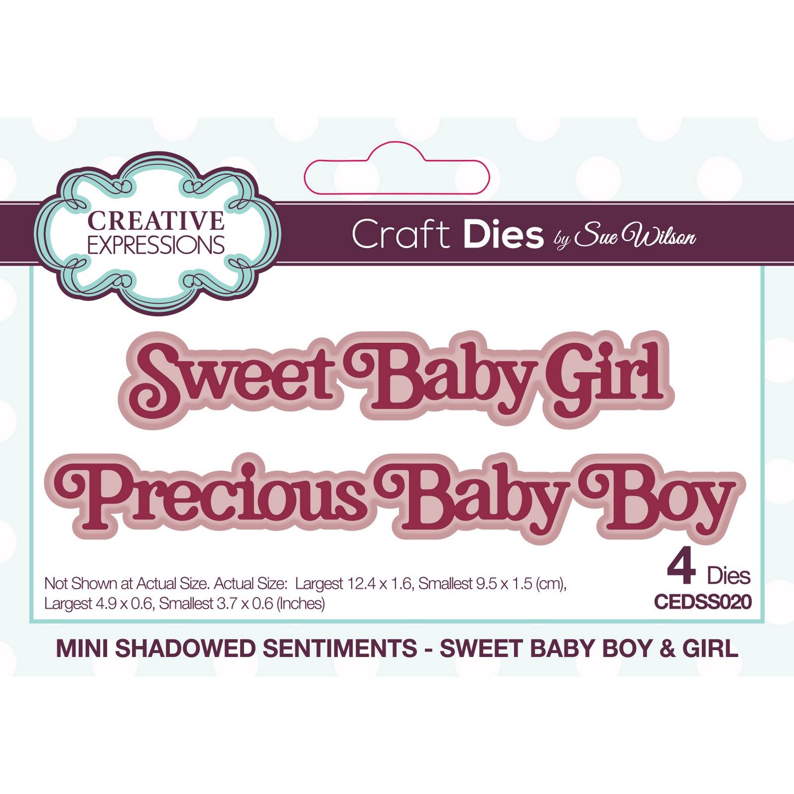 Creative Expressions • Plantilla de Corte Mini Shadowed Sentiments Sweet Baby Boy & Girl 