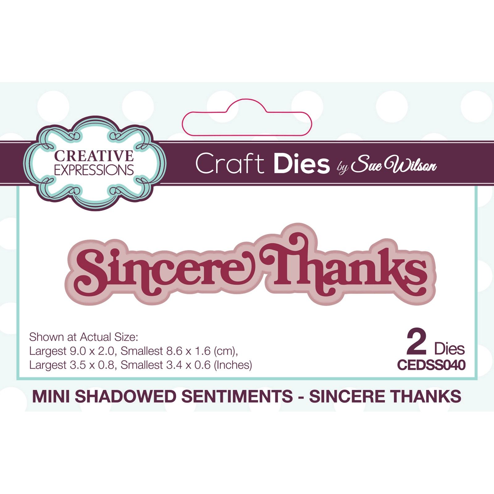 Creative Expressions • Mini Shadowed Sentiments Craft Die Sincere Thanks