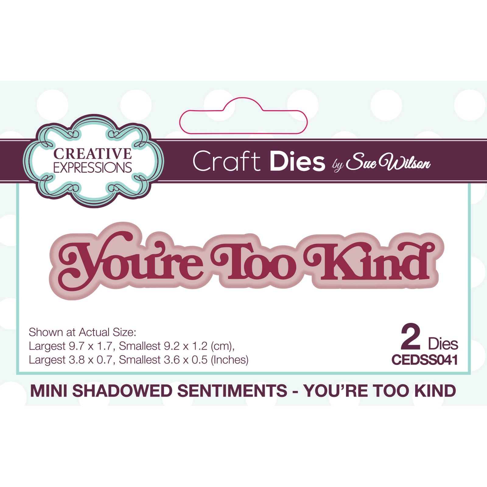 Creative Expressions • Mini Shadowed Sentiments Craft Die You're Too Kind