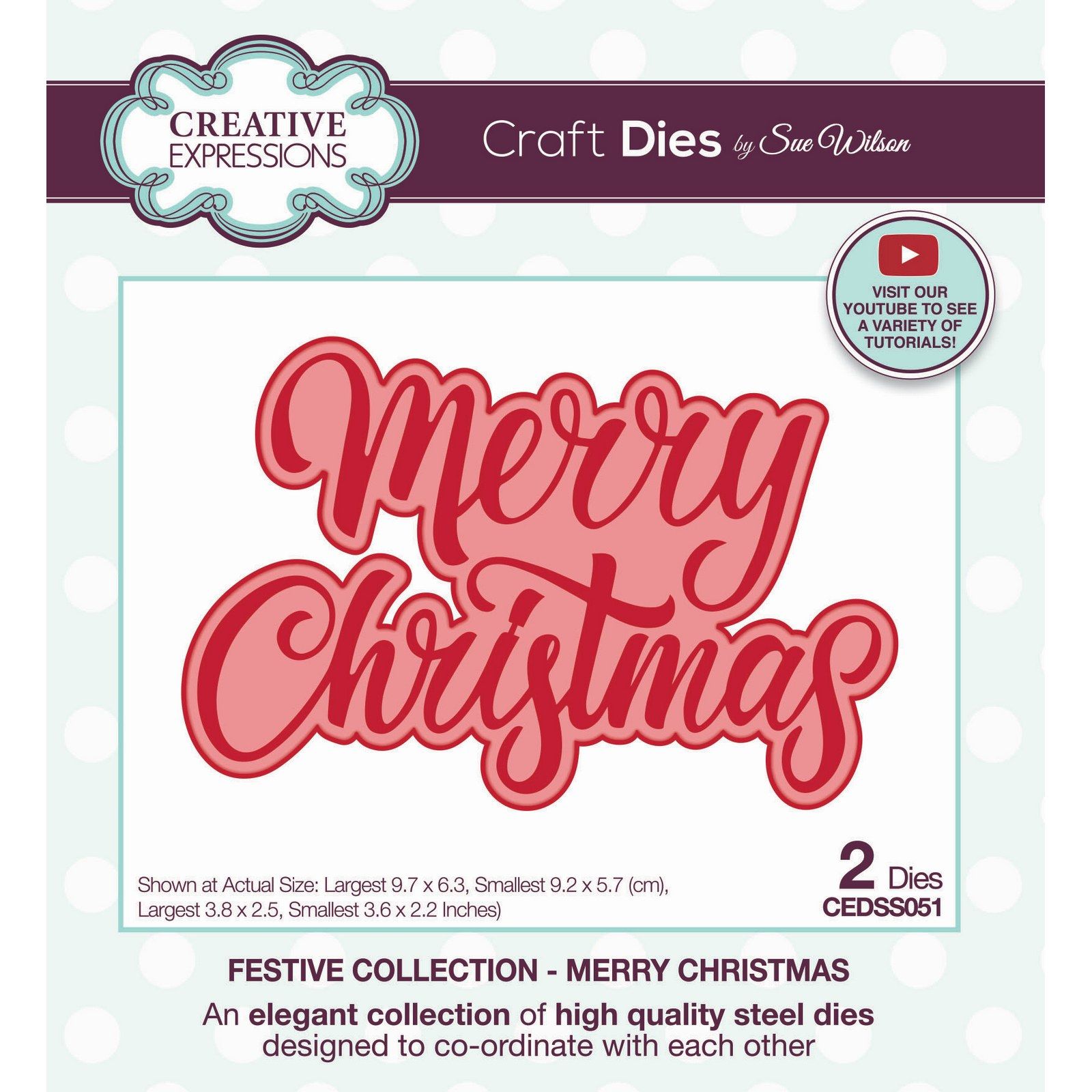 Creative Expressions • Mini Shadowed Sentiments Craft Die Merry Christmas