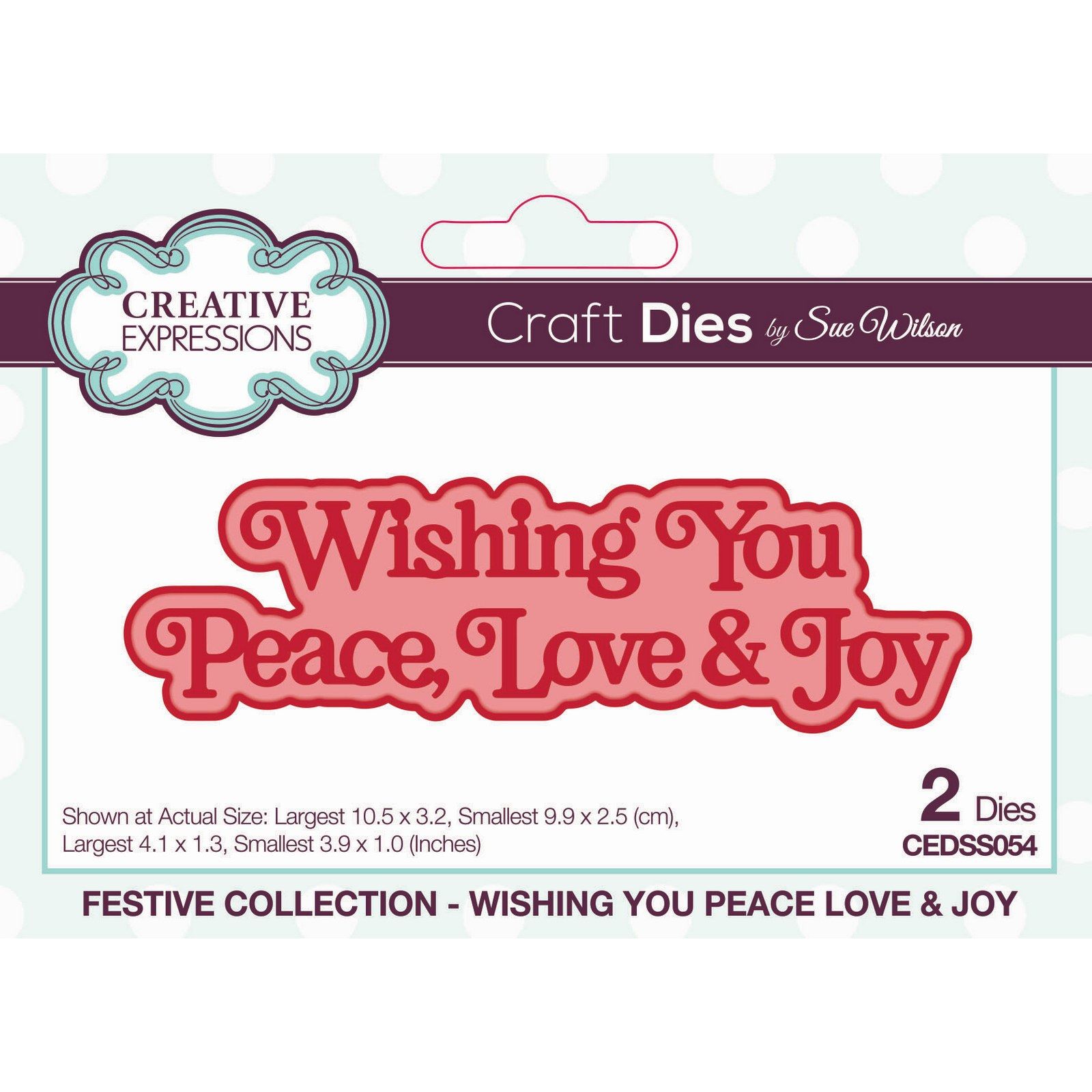 Creative Expressions • Mini Shadowed Sentiments Craft Die Wishing You Peace Love & Joy