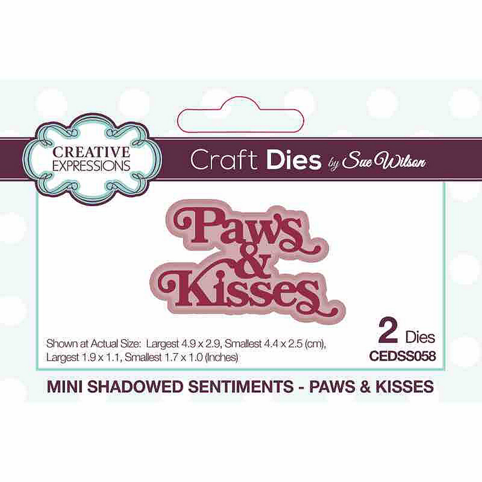 Creative Expressions • Sue Wilson Mini Shadowed Sentiments Paws & Kisses Craft Die