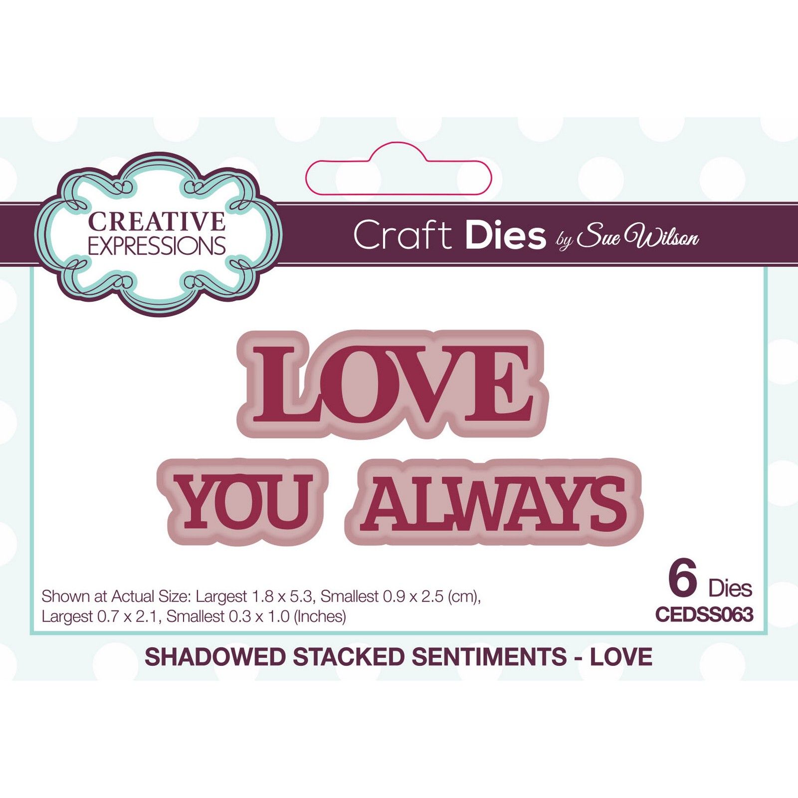 Creative Expressions • Sue Wilson Love Shadowed Stacked Sentiment Craft Die