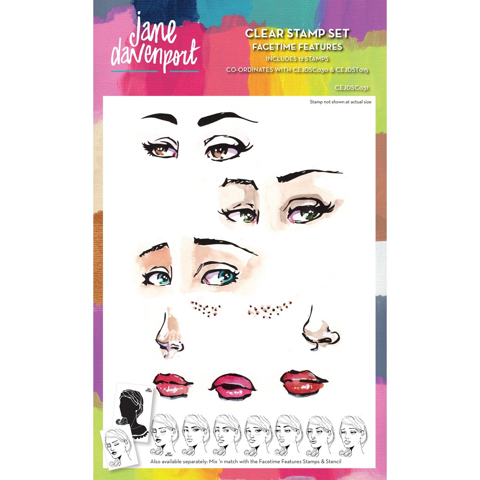 Creative Expressions • Jane Davenport Clear Stamp Set Facetime Features