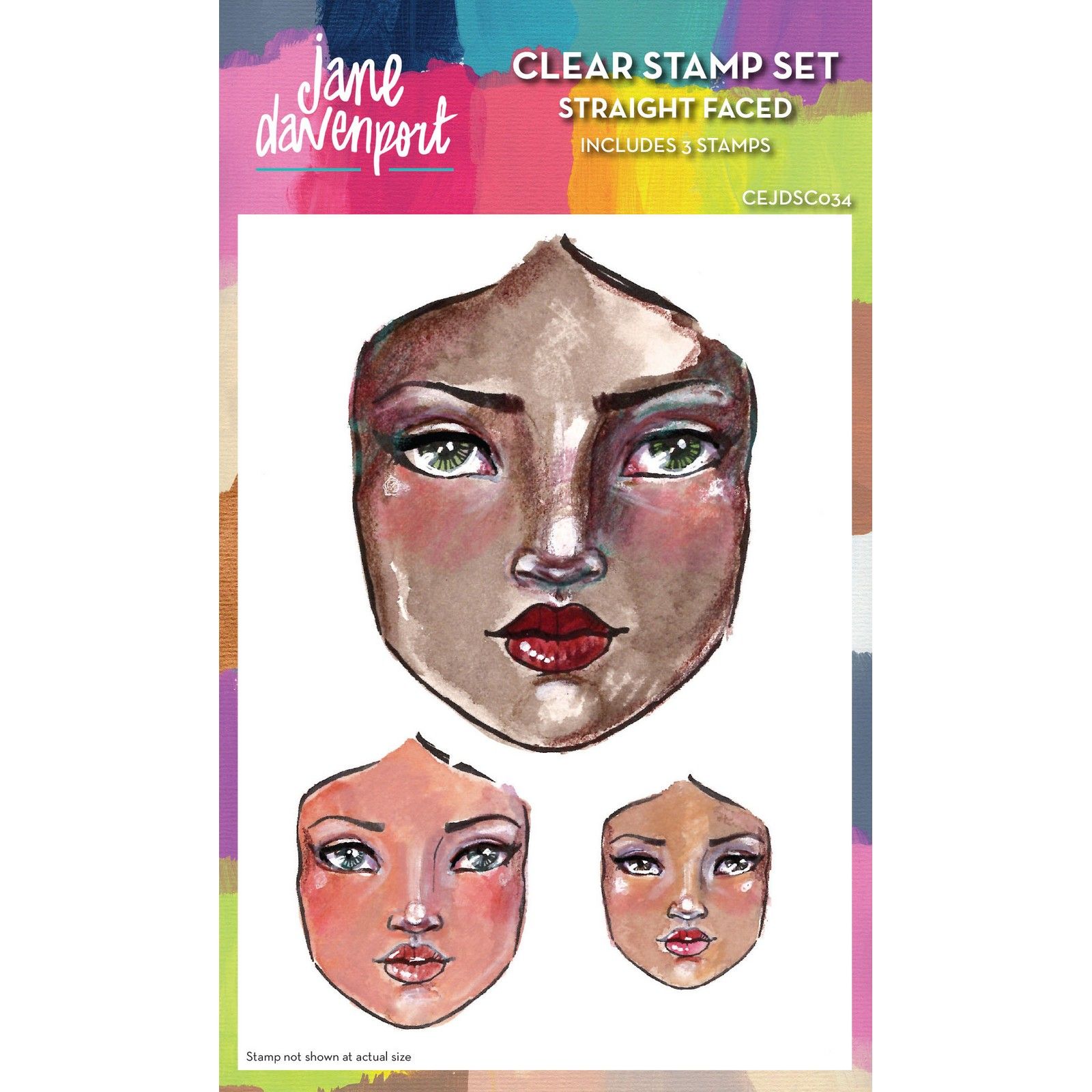 Creative Expressions • Jane Davenport Clear Stamp Set Straight Faced