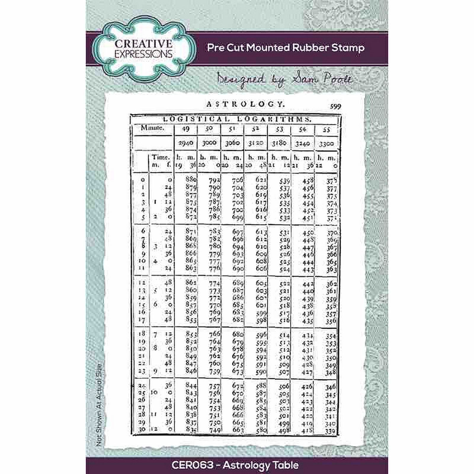 Creative Expressions • Sam Poole Astrology Table 4 in x 6 in Pre-Cut Rubber Stamp