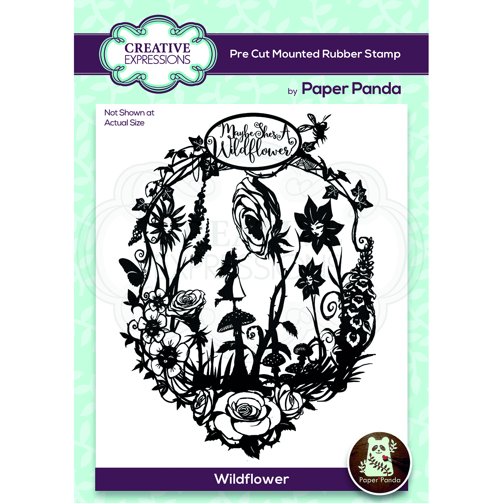 Creative Expressions • Paper panda pre cut mounted rubber stamp Wildflower