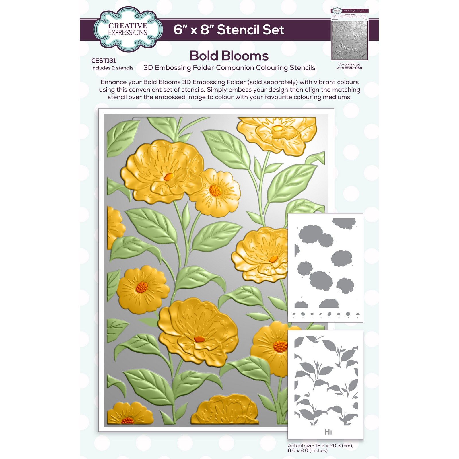 Creative Expressions • Companion Colouring Stencil Set Bold Blooms 2pcs