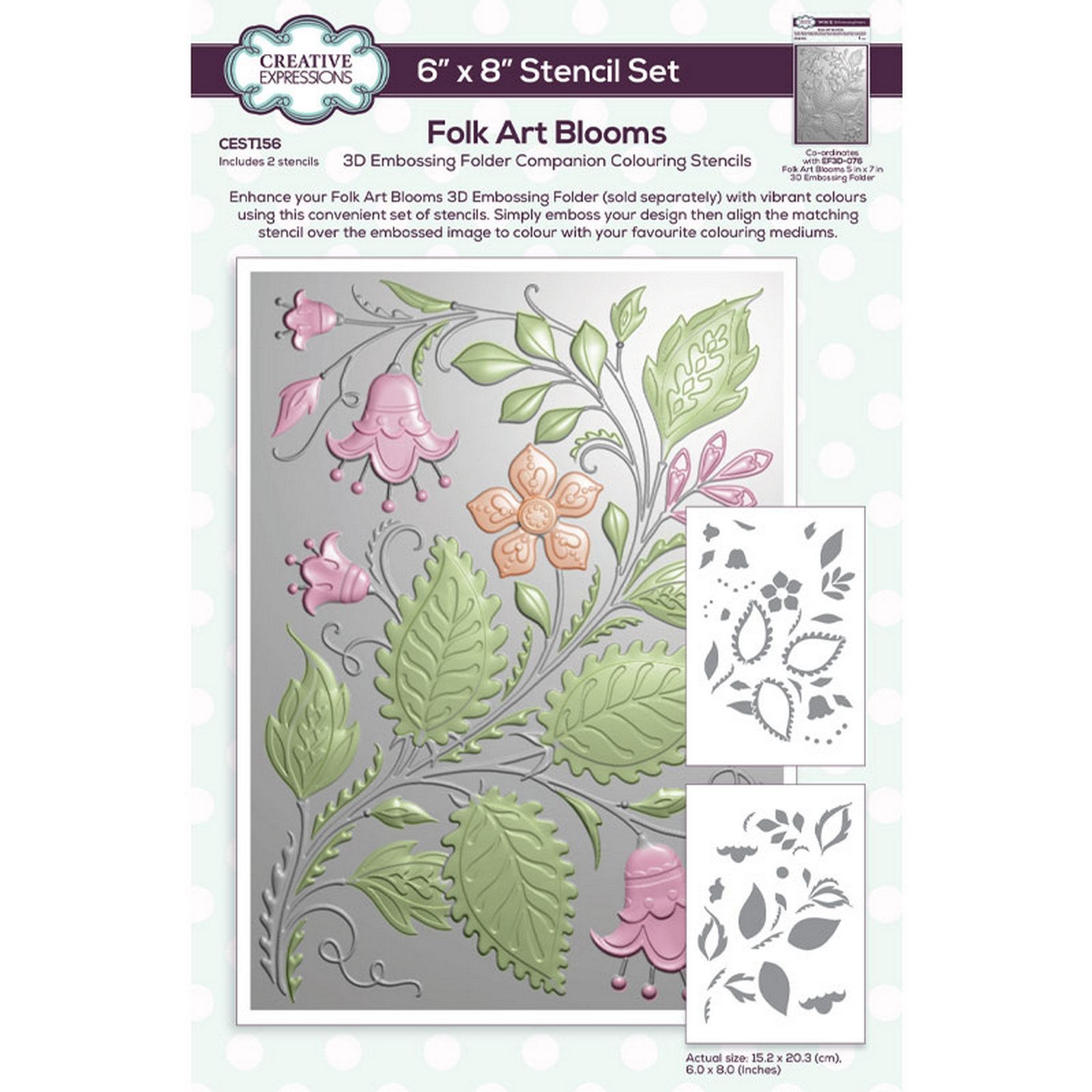 Creative Expressions • Companion Colouring Stencil Folk Art Blooms 2pcs