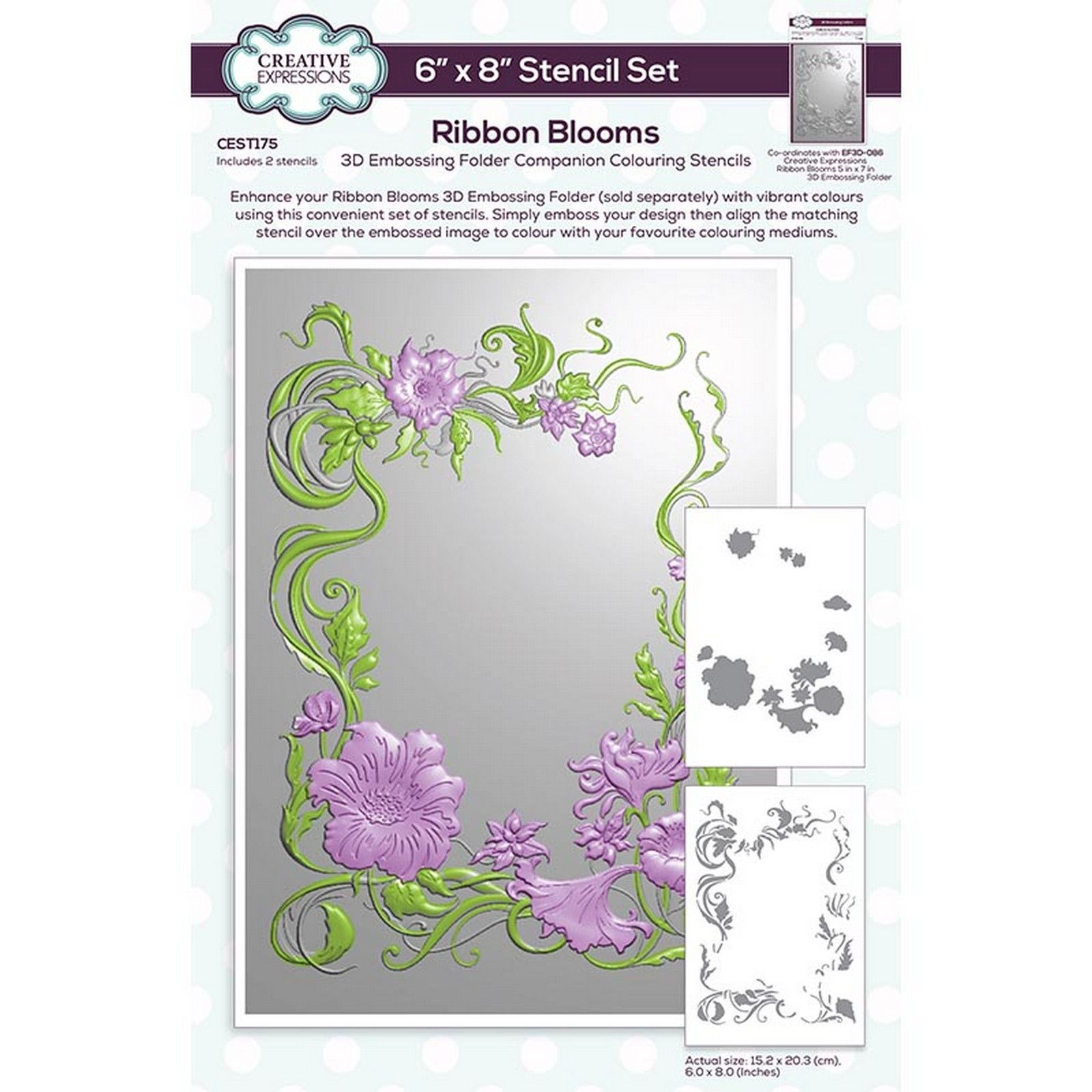 Creative Expressions • Ribbon Blooms Companion Colouring Stencils Set of 2