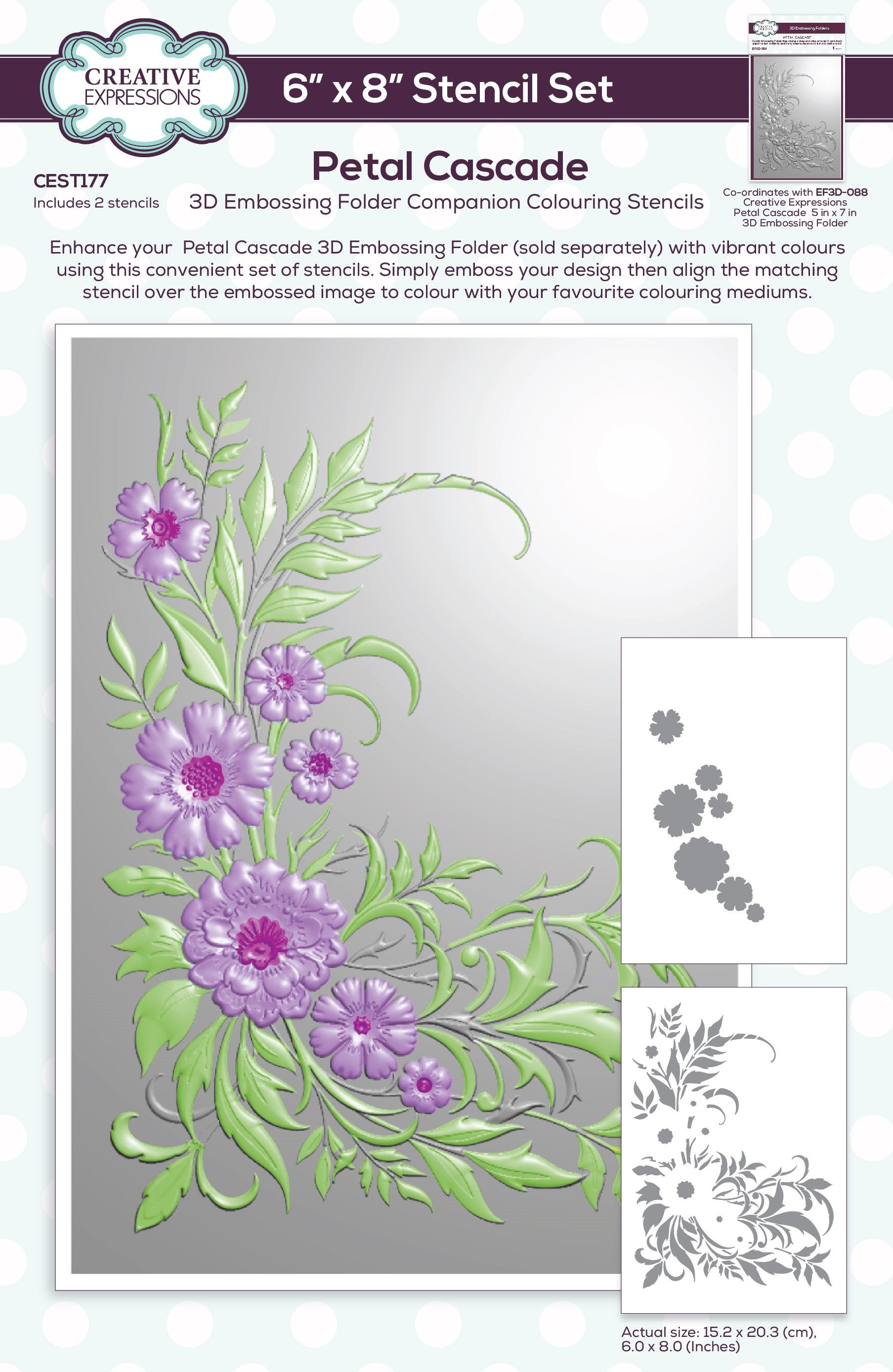 Creative Expressions • Petal Cascade Companion Colouring Stencils Set of 2