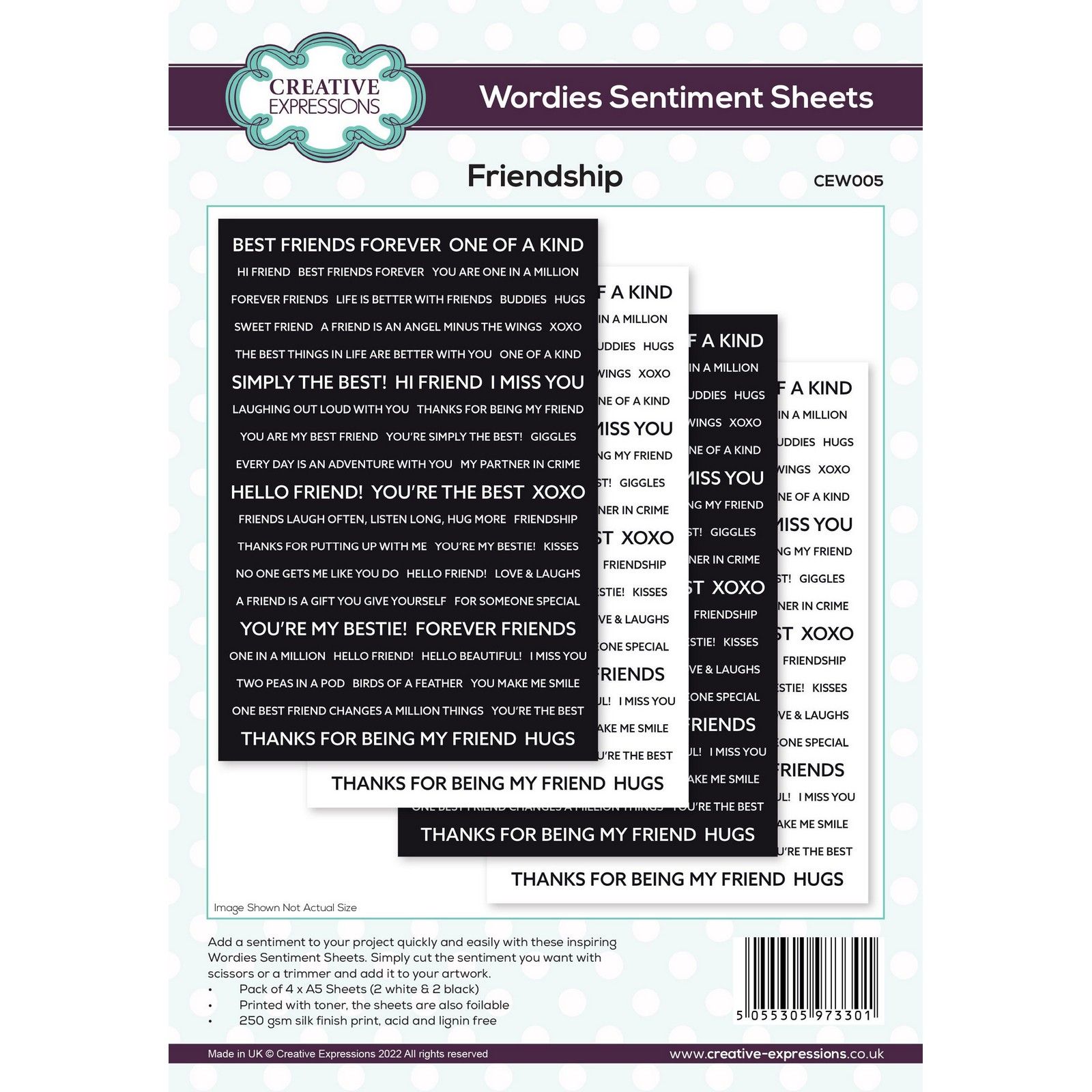 Creative Expressions • Wordies Sentiment Sheets Friendship
