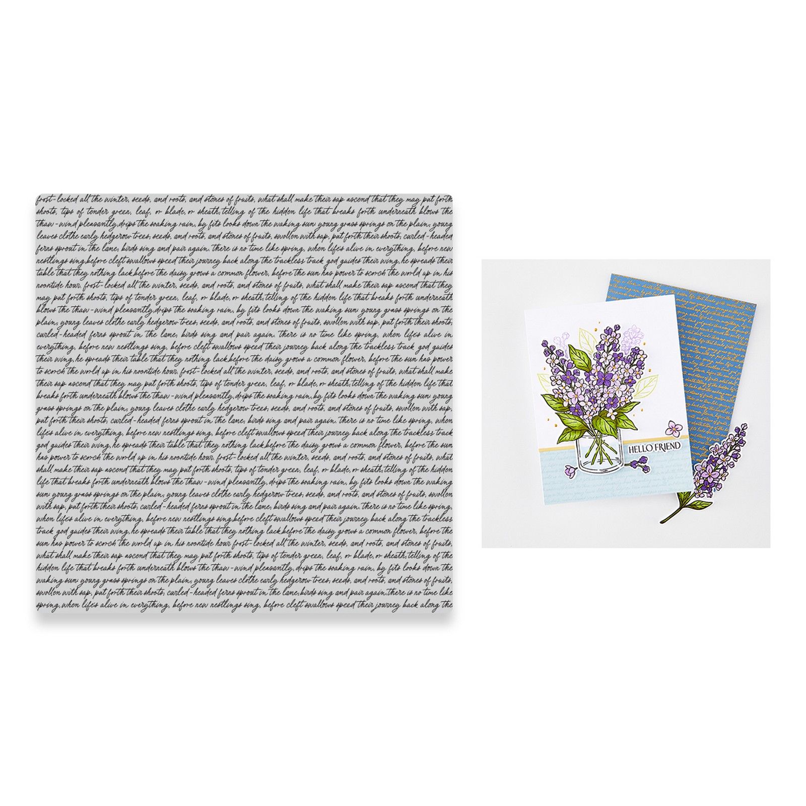 Hero Arts • Gummistempel Birdsong Script Hintergrund 15,2x15,2cm
