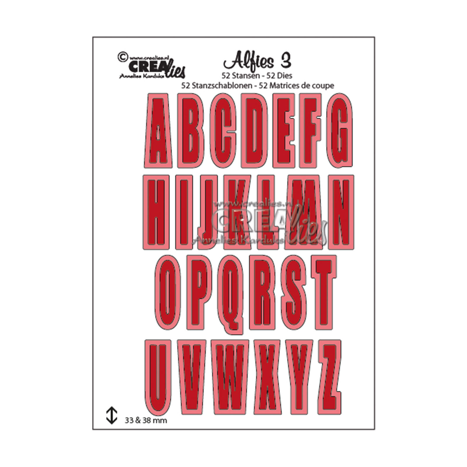 Crealies • Alfies Stanzschabloneset no.3 Großbuchstaben Schatten