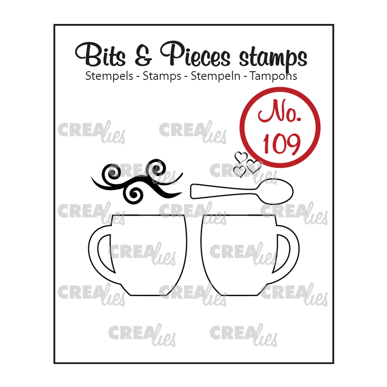 Crealies • Bits & Pieces stamp No.109 2 Mugs + spoon