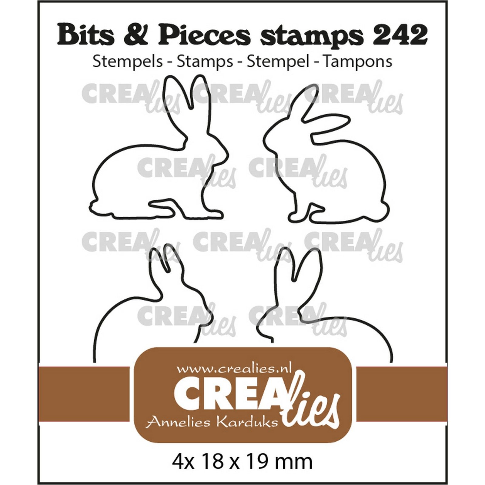 Crealies • Bits & Pieces Stamps Rabbits/Hares Outlines
