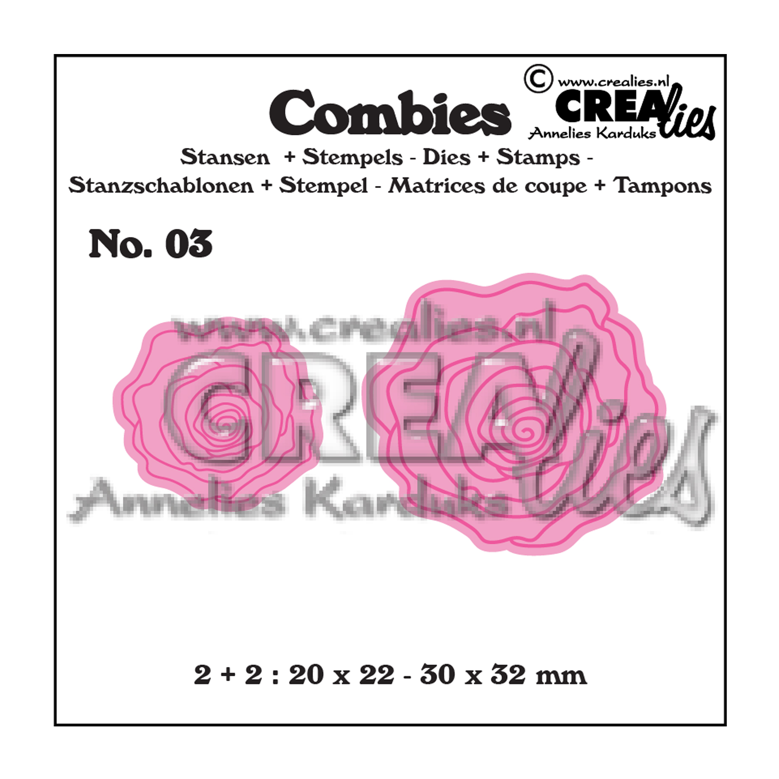 Crealies • Combies Stanzschablone & Stempelset no.03 Roses klein