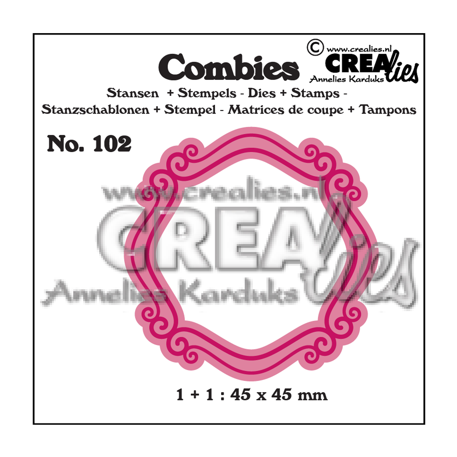 Crealies • Combies matrice de découpe & tampon set no.102 Cadre B