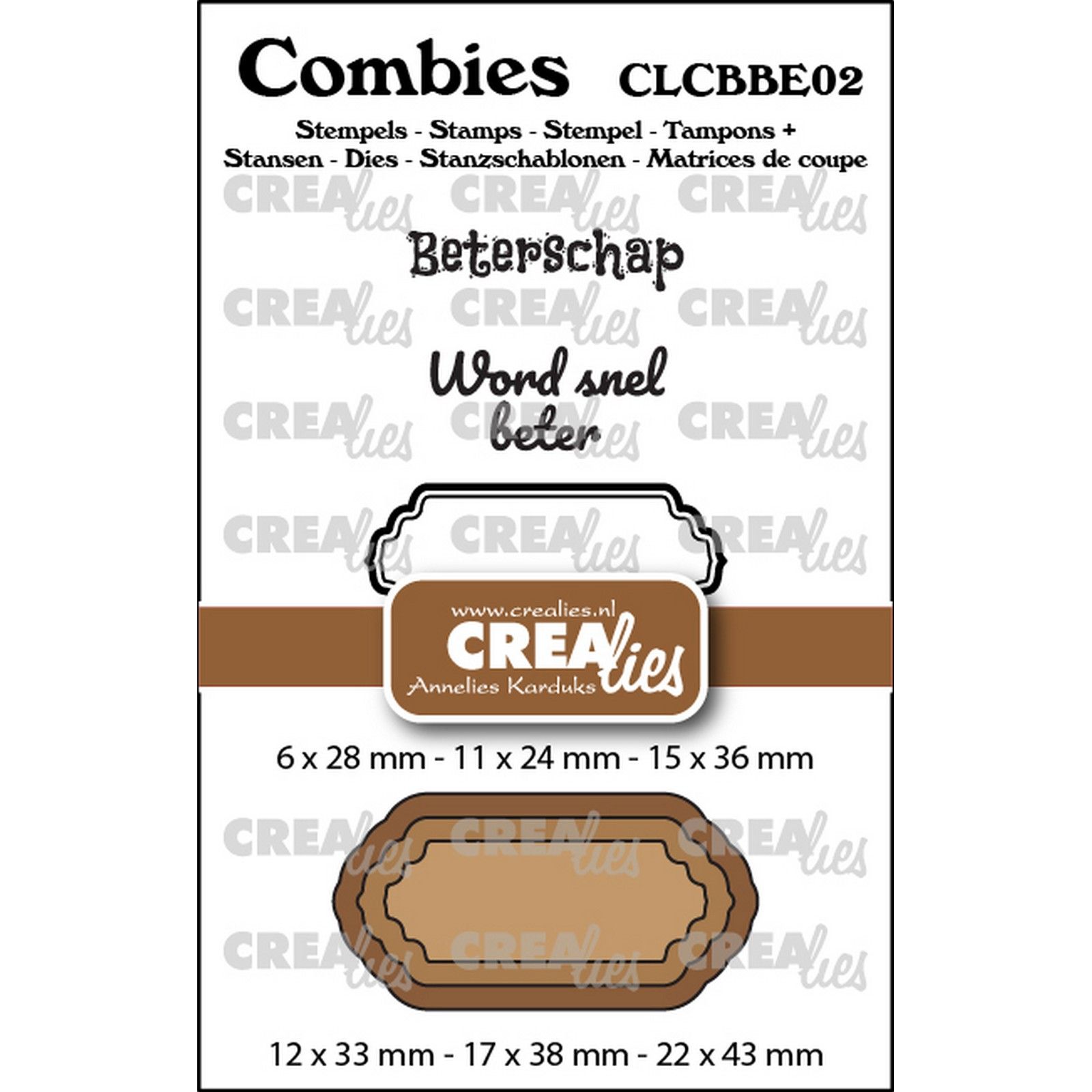 Crealies • Combies Stamps: 2x Dutch text + tag/label + Dies: tag/label