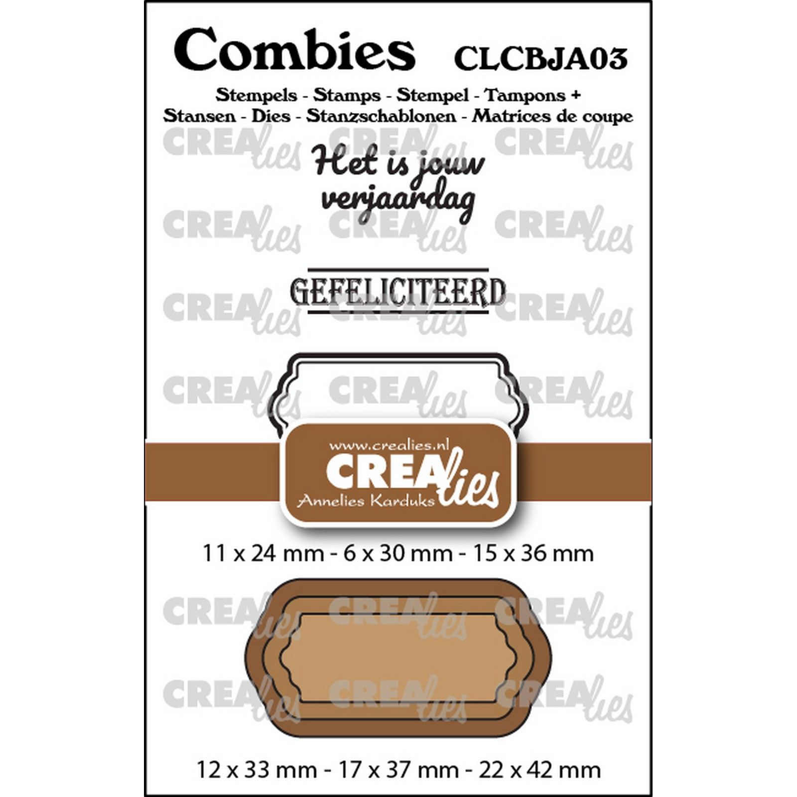 Crealies • Combies Stamps: 2x Dutch text + tag/label + Dies: tag/label