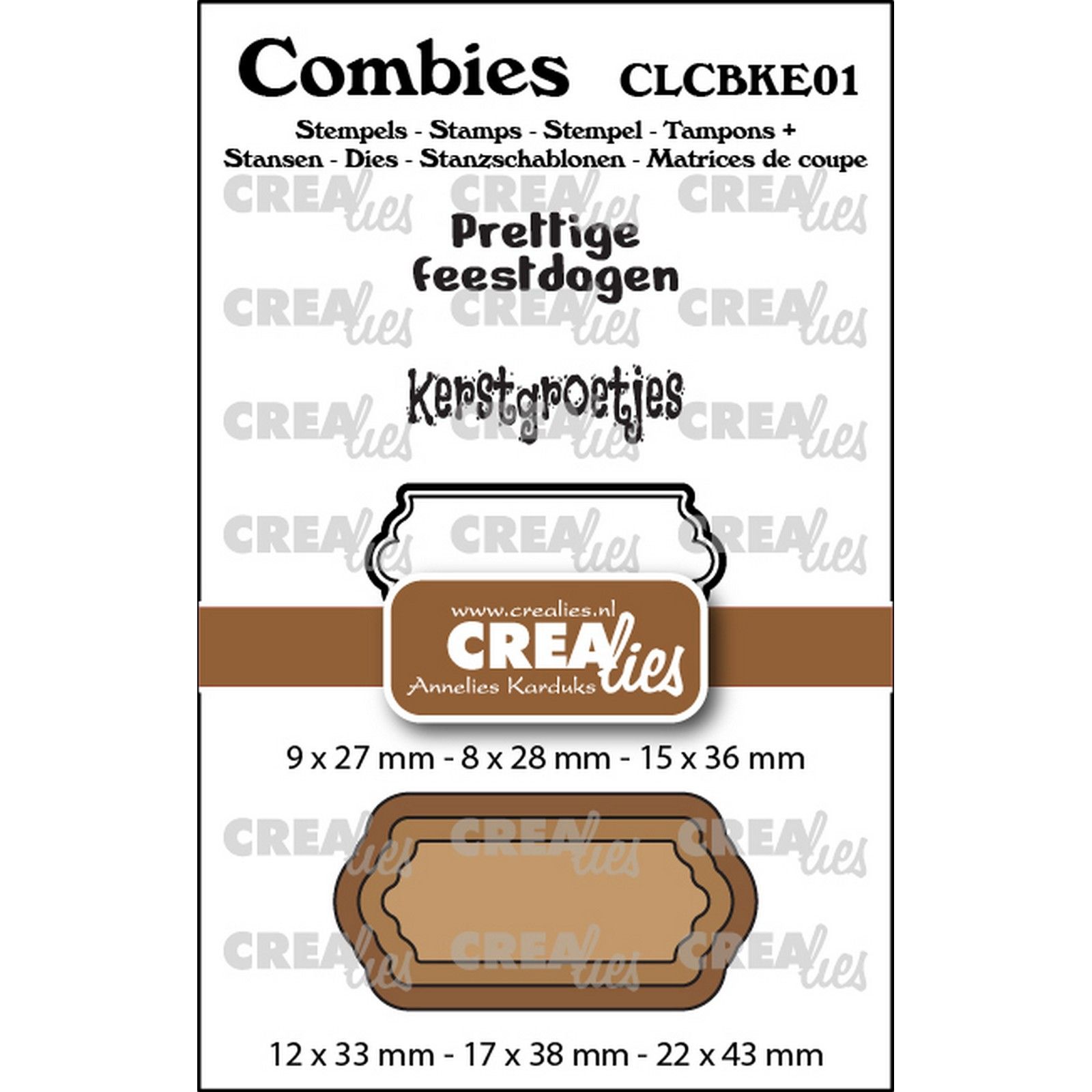 Crealies • Combies Stempelset Kerst 01: 2 teksten + 1 tag/label