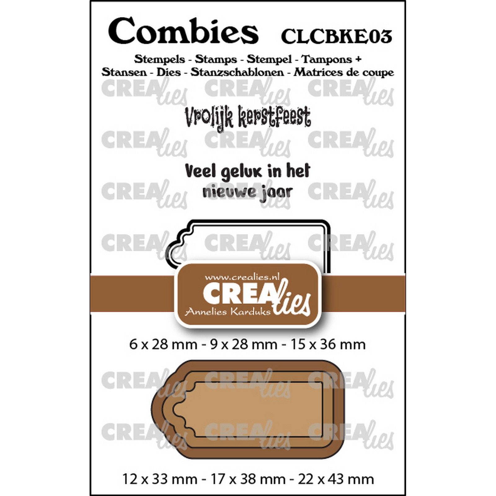 Crealies • Combies Stamps: 2x Dutch text + tag/label + Dies: tag/label