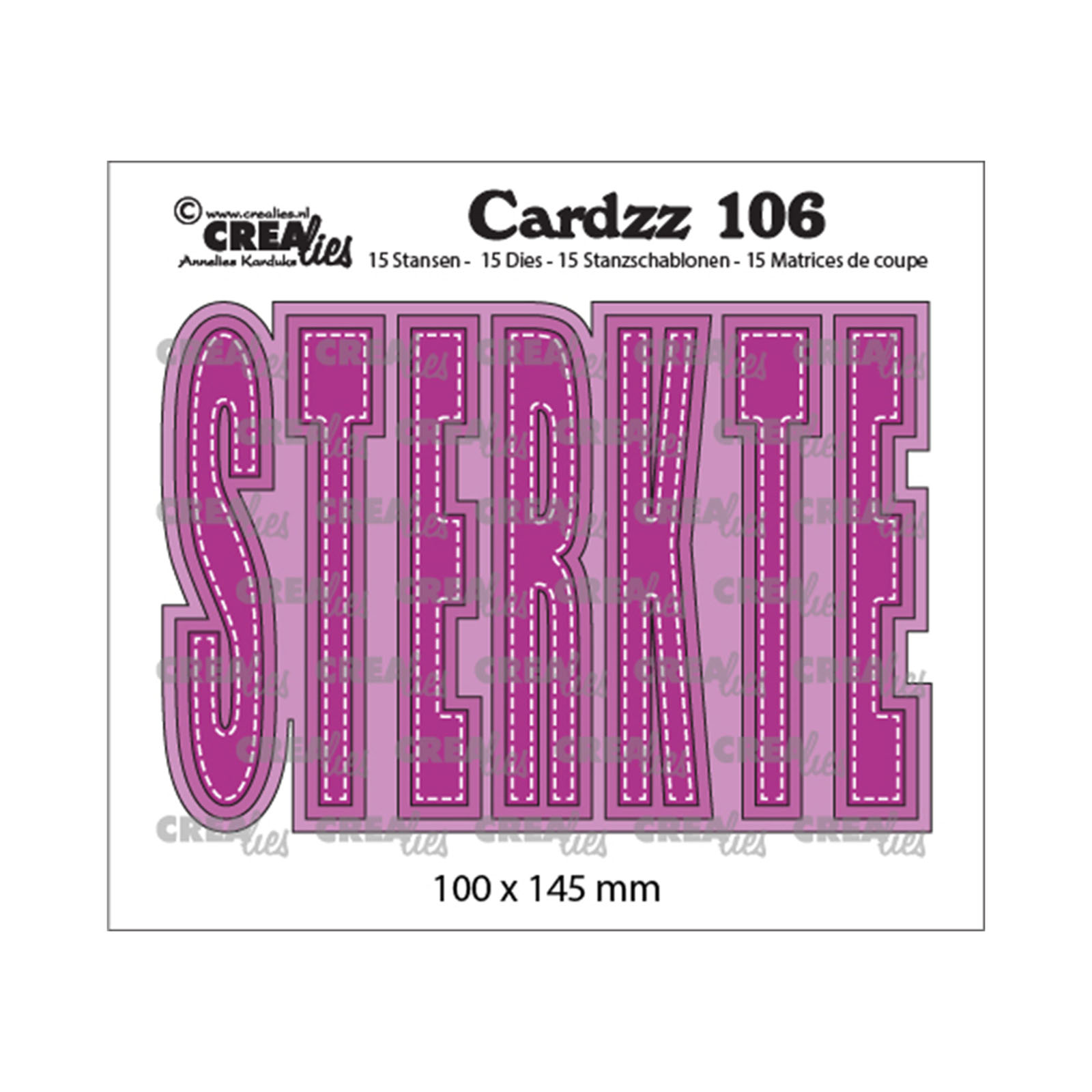 Crealies • Cardzz plantilla de corte con texto en Neerlandés "Sterkte"
