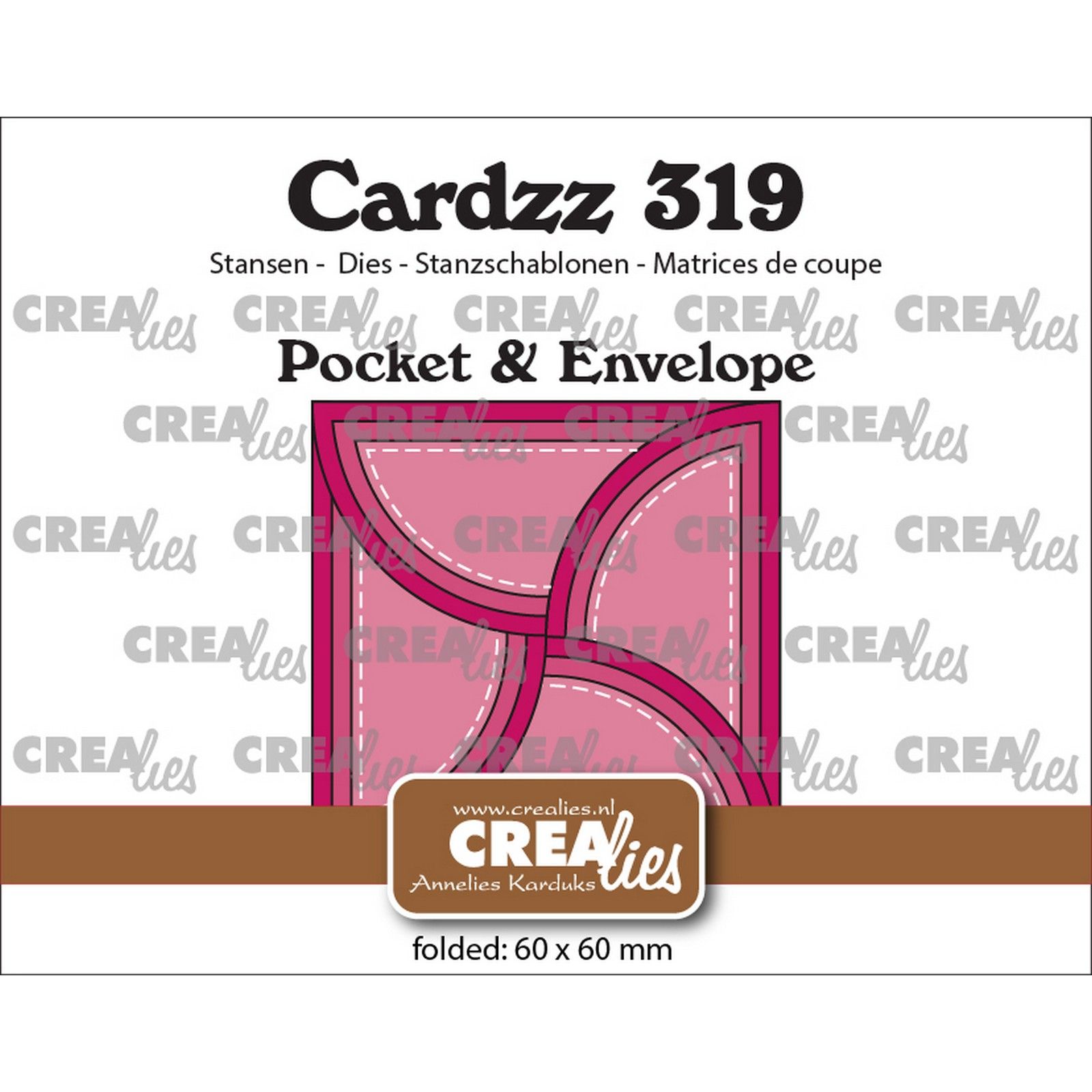 Crealies • Cardzz Pocket & Envelope Met 4 Halve Cirkel Flapjes 6 X 6 CM