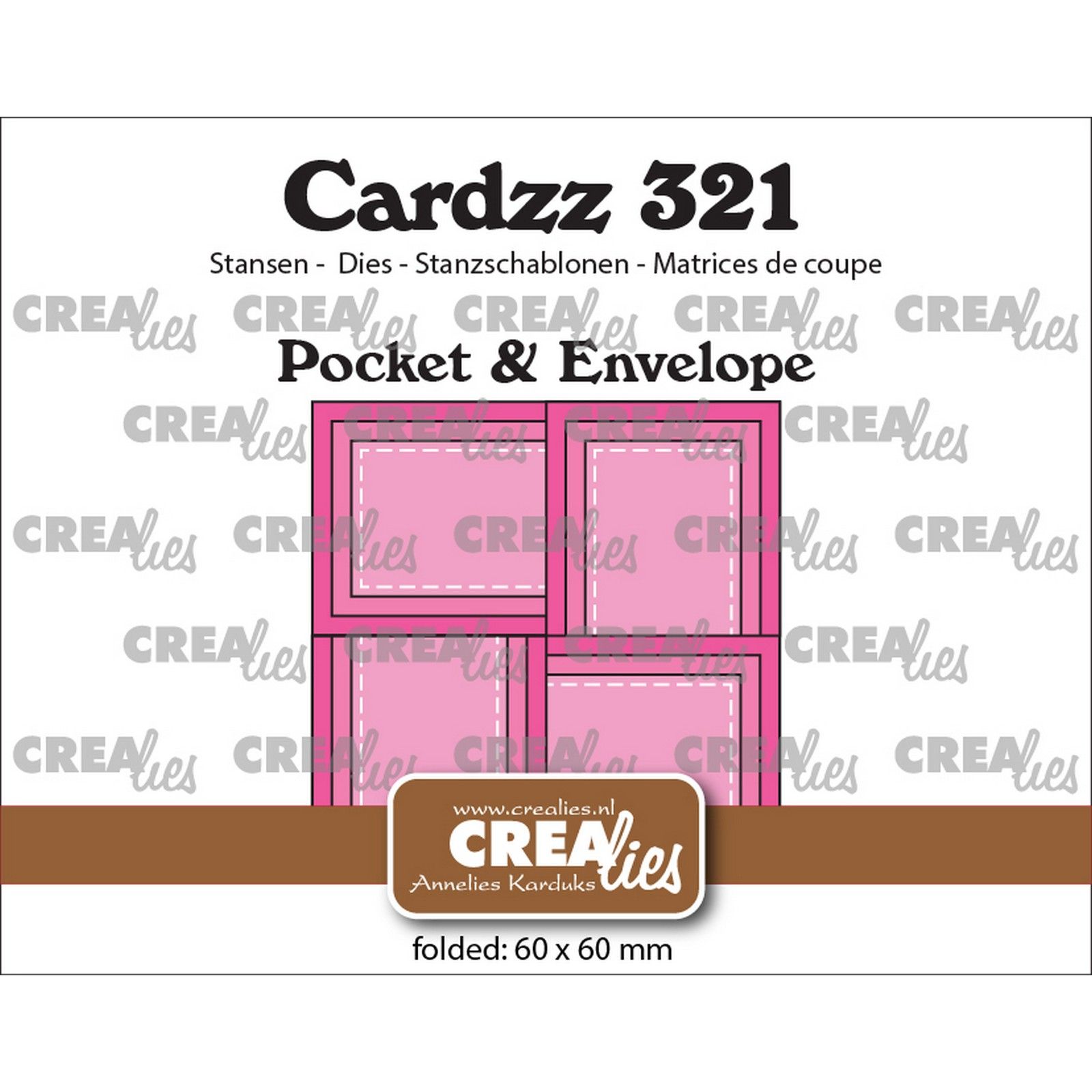 Crealies • Cardzz Pocket & Envelope With 4 Rectangle Flaps 6 X 6 CM