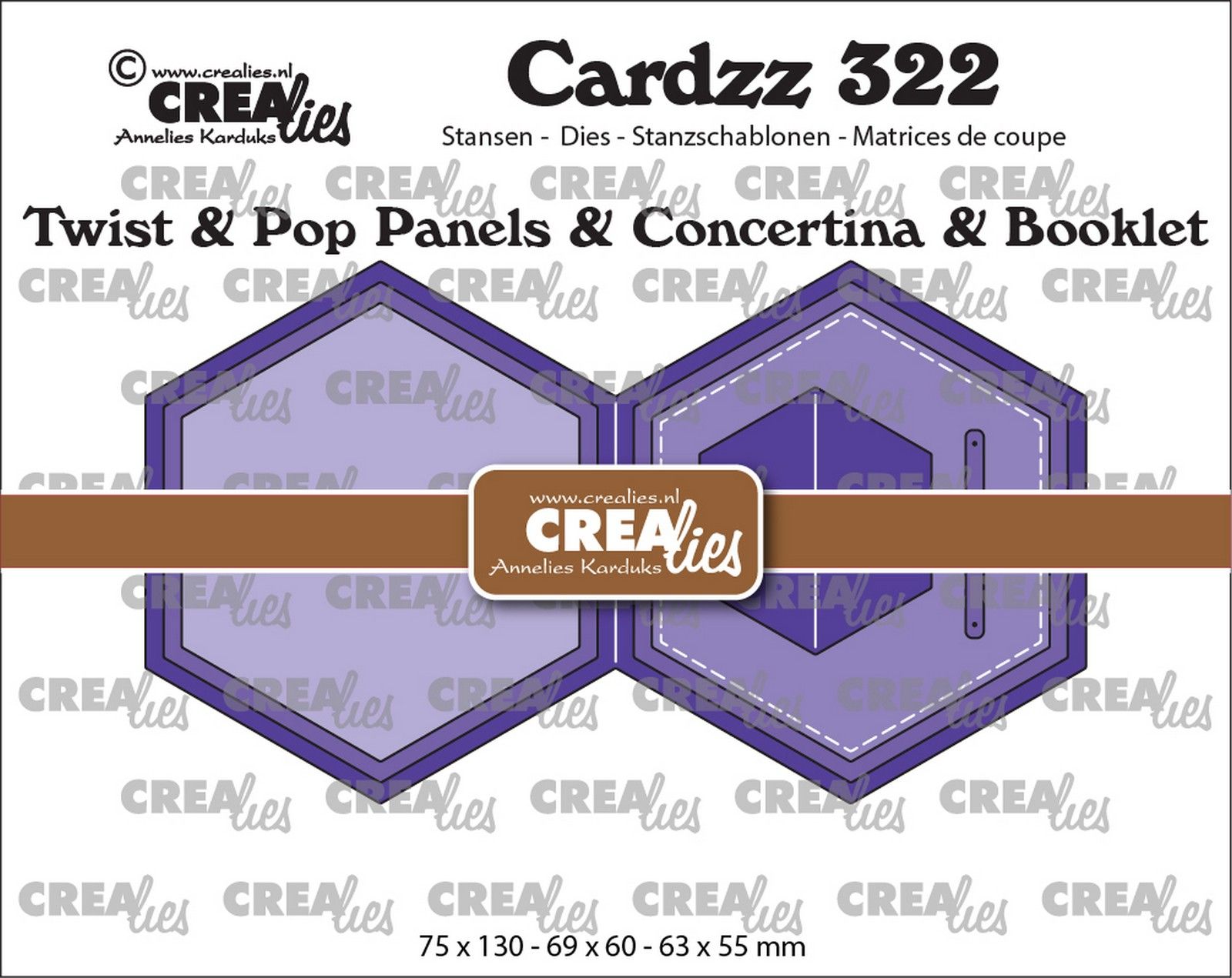 Crealies • Cardzz Twist & Pop A2, Panels & Concertina & Booklet Hexagon