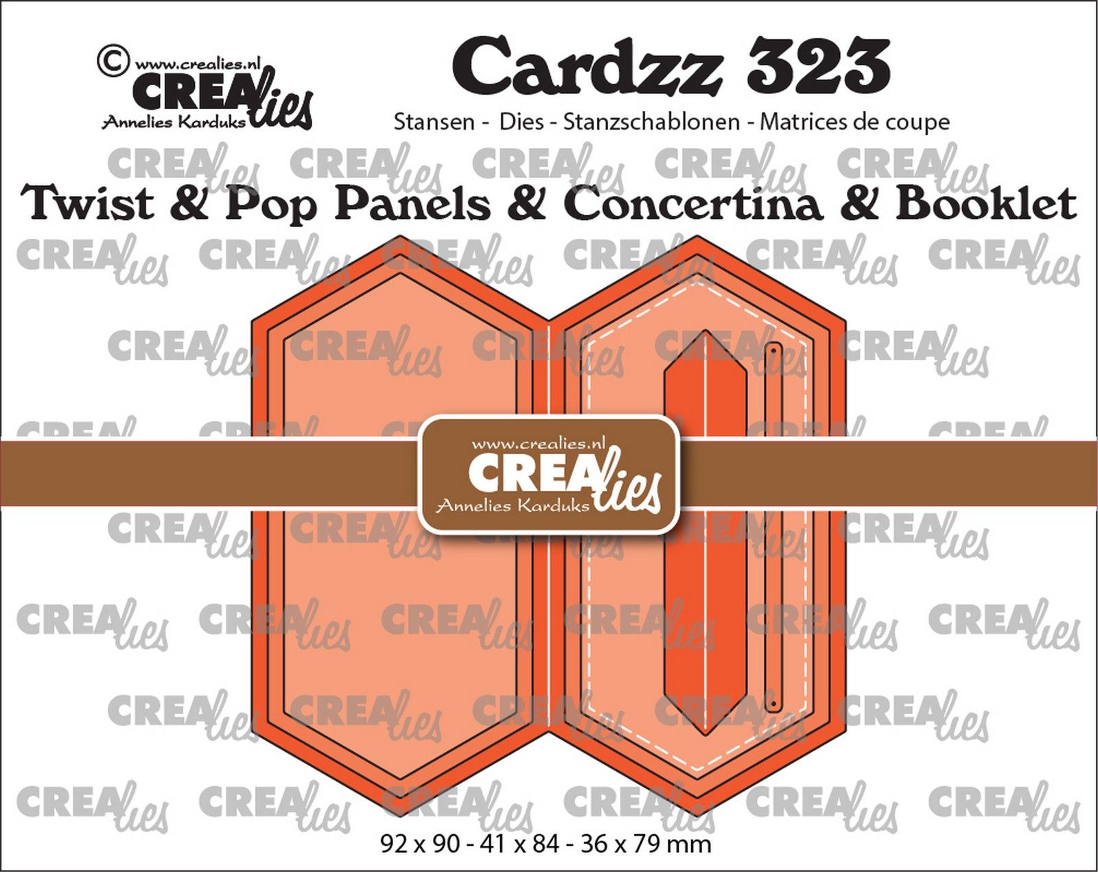 Crealies • Cardzz Twist & Pop B2, Panelen & Leporello & Miniboekje Verlengde Zeshoek