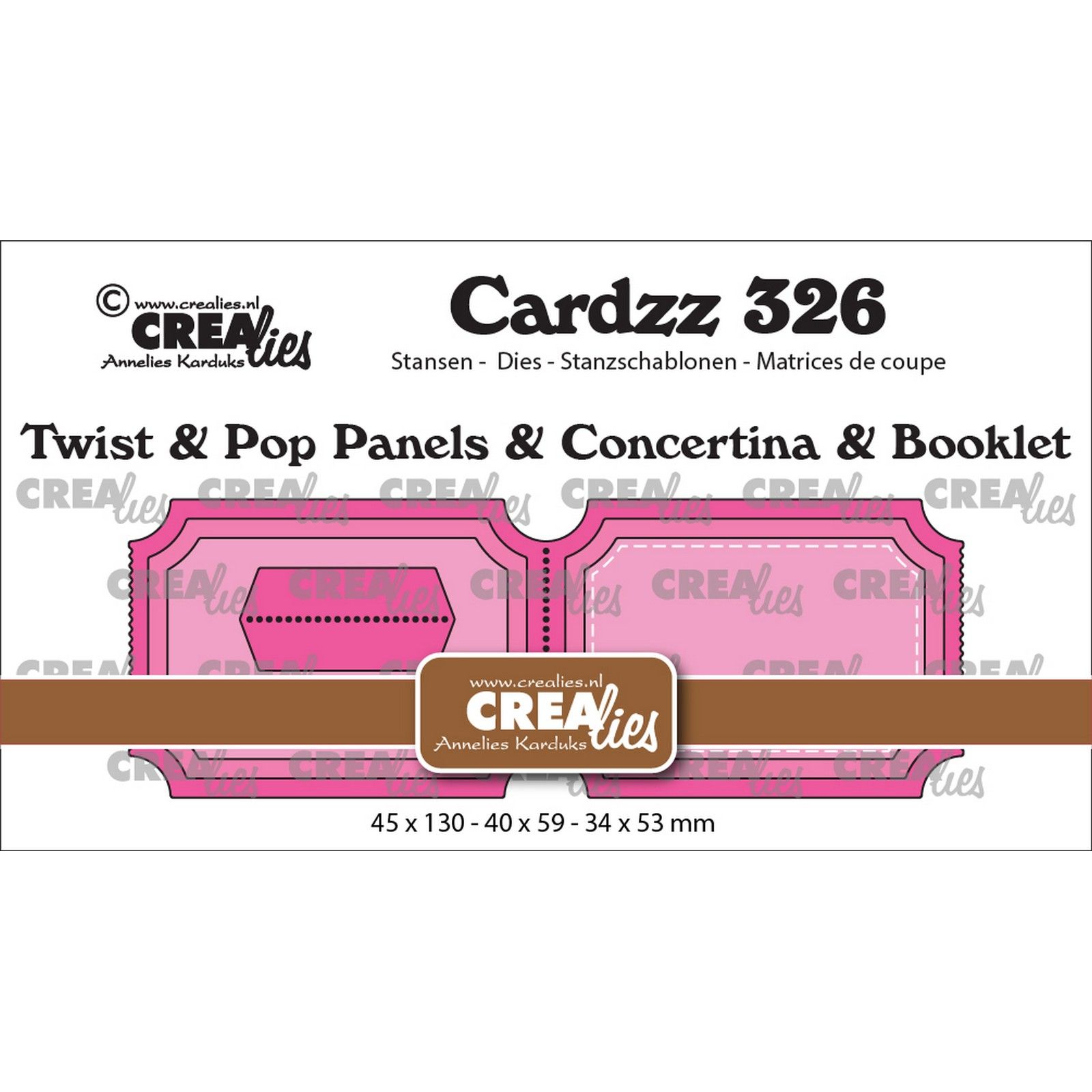 Crealies • Cardzz Twist & Pop A3, Panelen & Leporello & Miniboekje Tickets Horizontaal