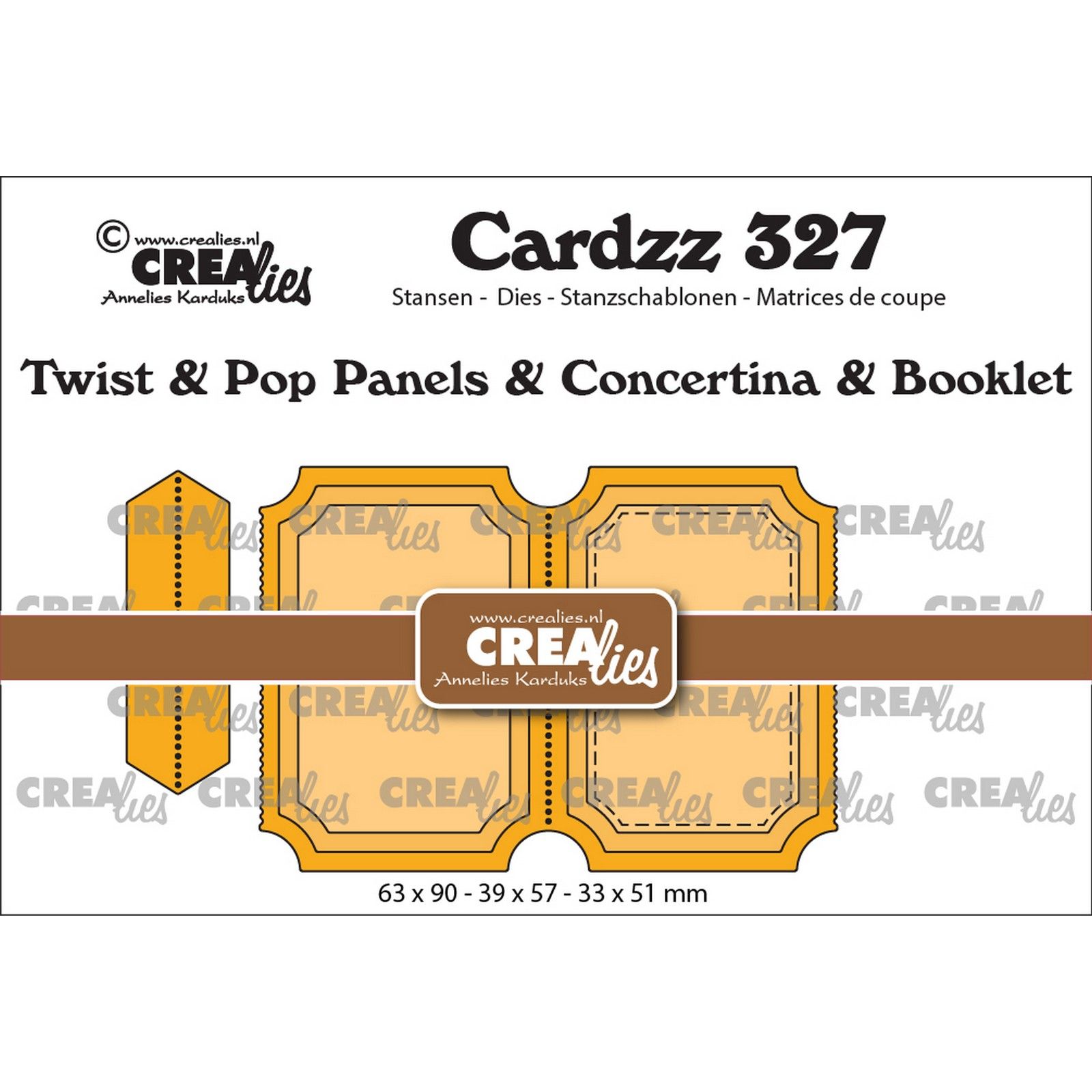 Crealies • Cardzz Twist & Pop B3, Panelen & Leporello & Miniboekje Tickets Verticaal