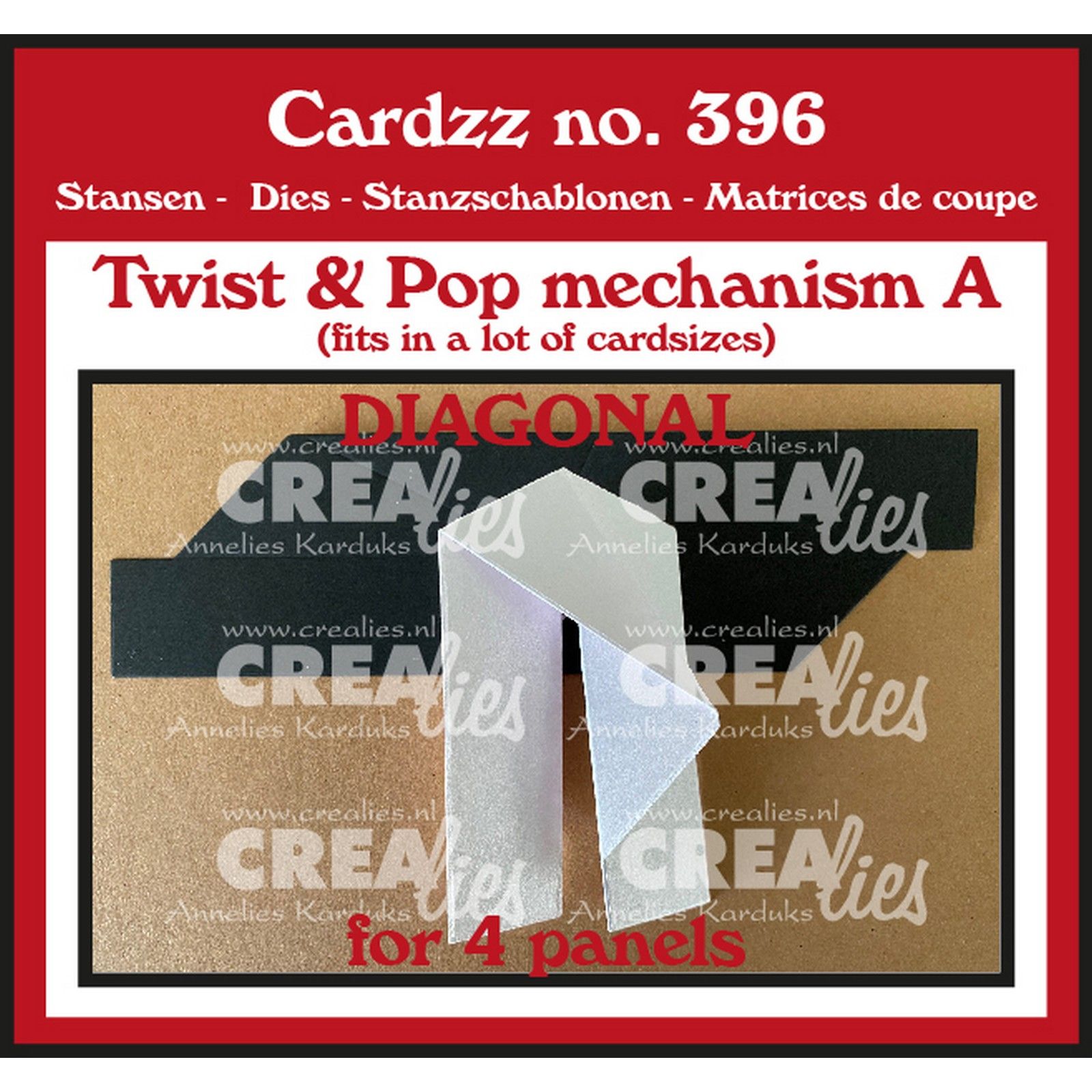 Crealies • Cutting Die Twist & Pop A Diagonal For 4 Panels