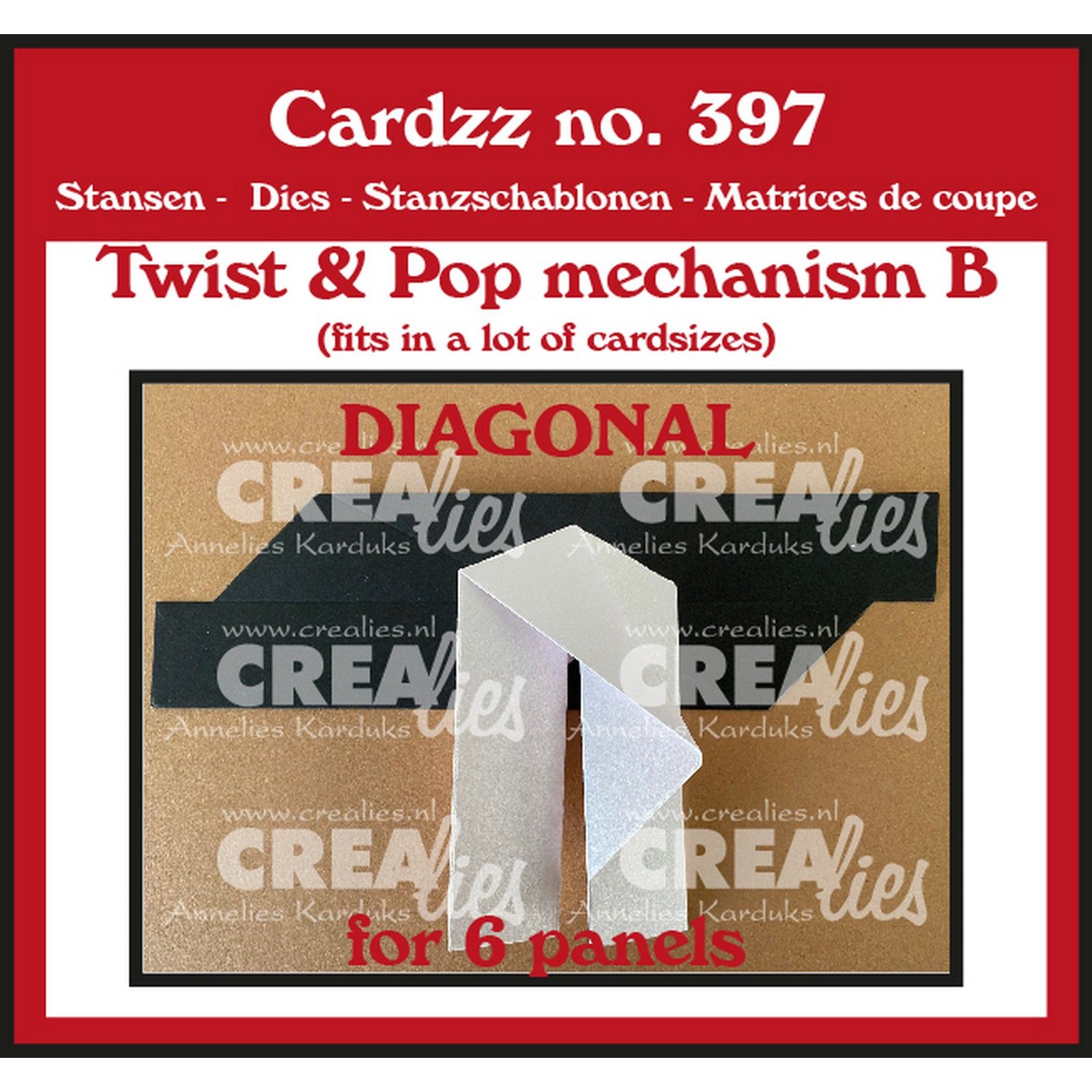 Crealies • Cutting Die Twist & Pop B Diagonal For 6 Panels