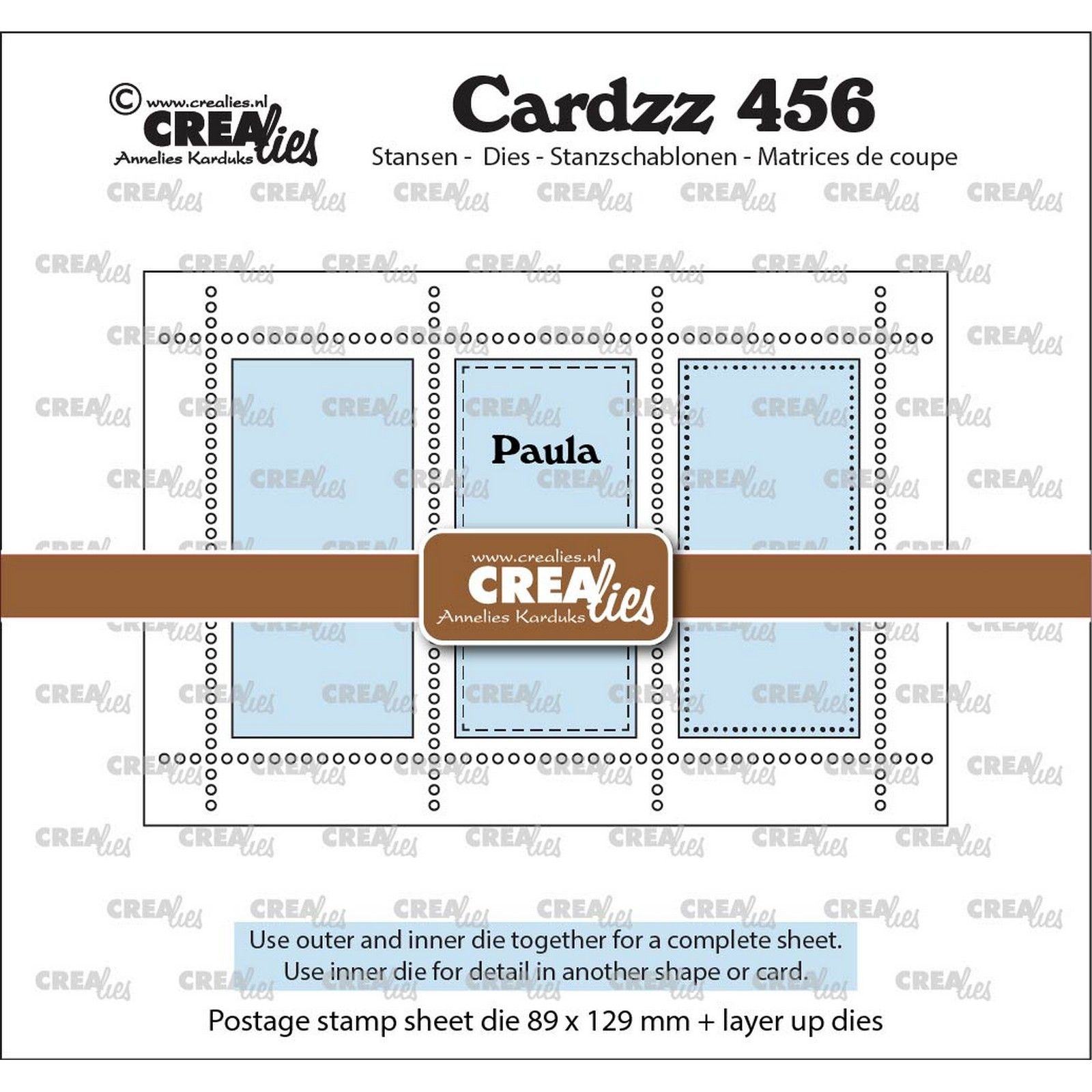 Crealies • Postage Stamp Sheet Rectangle Paula with 3 rectangles