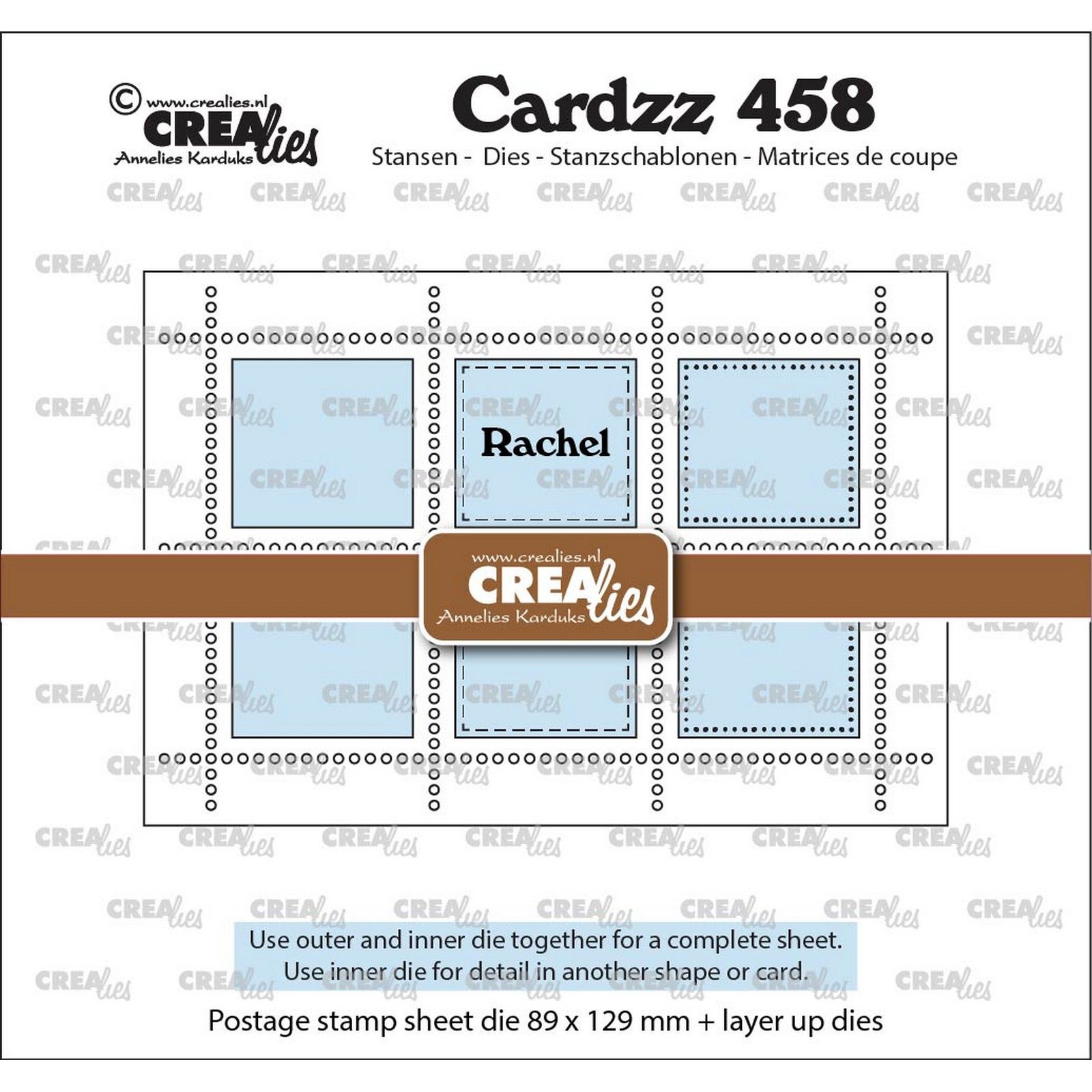 Crealies • Postage Stamp Sheet Rectangle Rachel with 6 rectangles