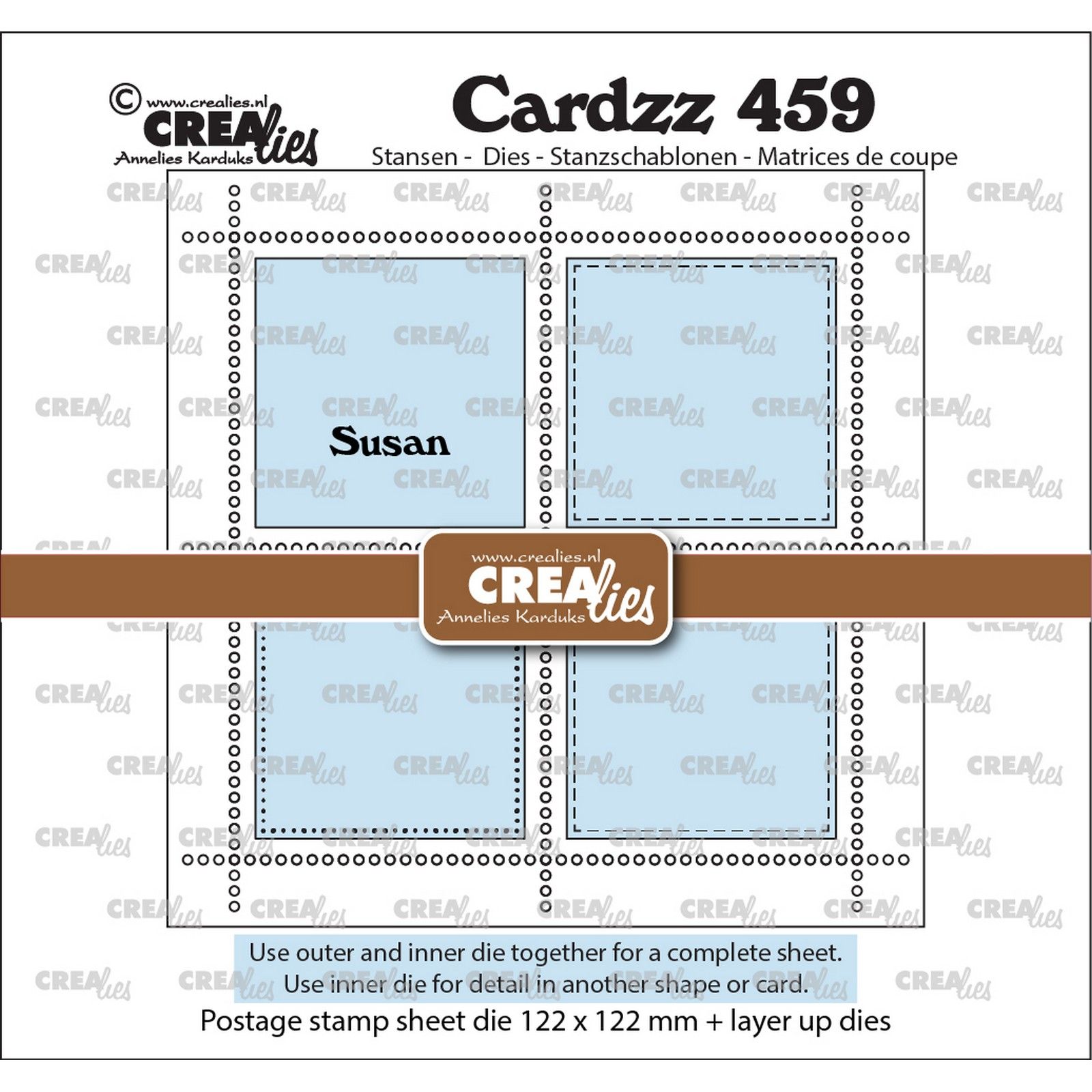 Crealies • Postage Stamp Sheet Square Susan with 4 squares