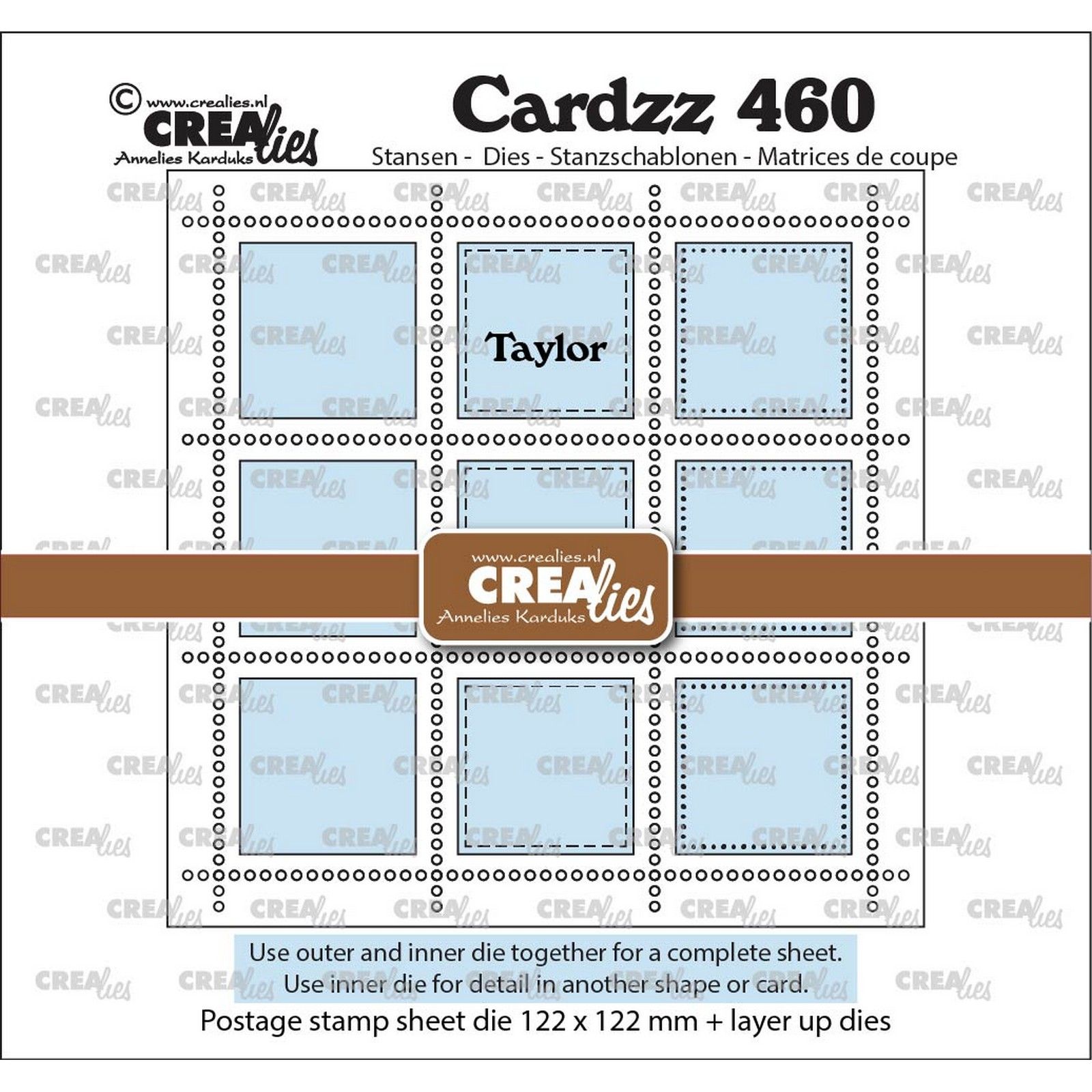 Crealies • Postage Stamp Sheet Square Taylor with 9 squares