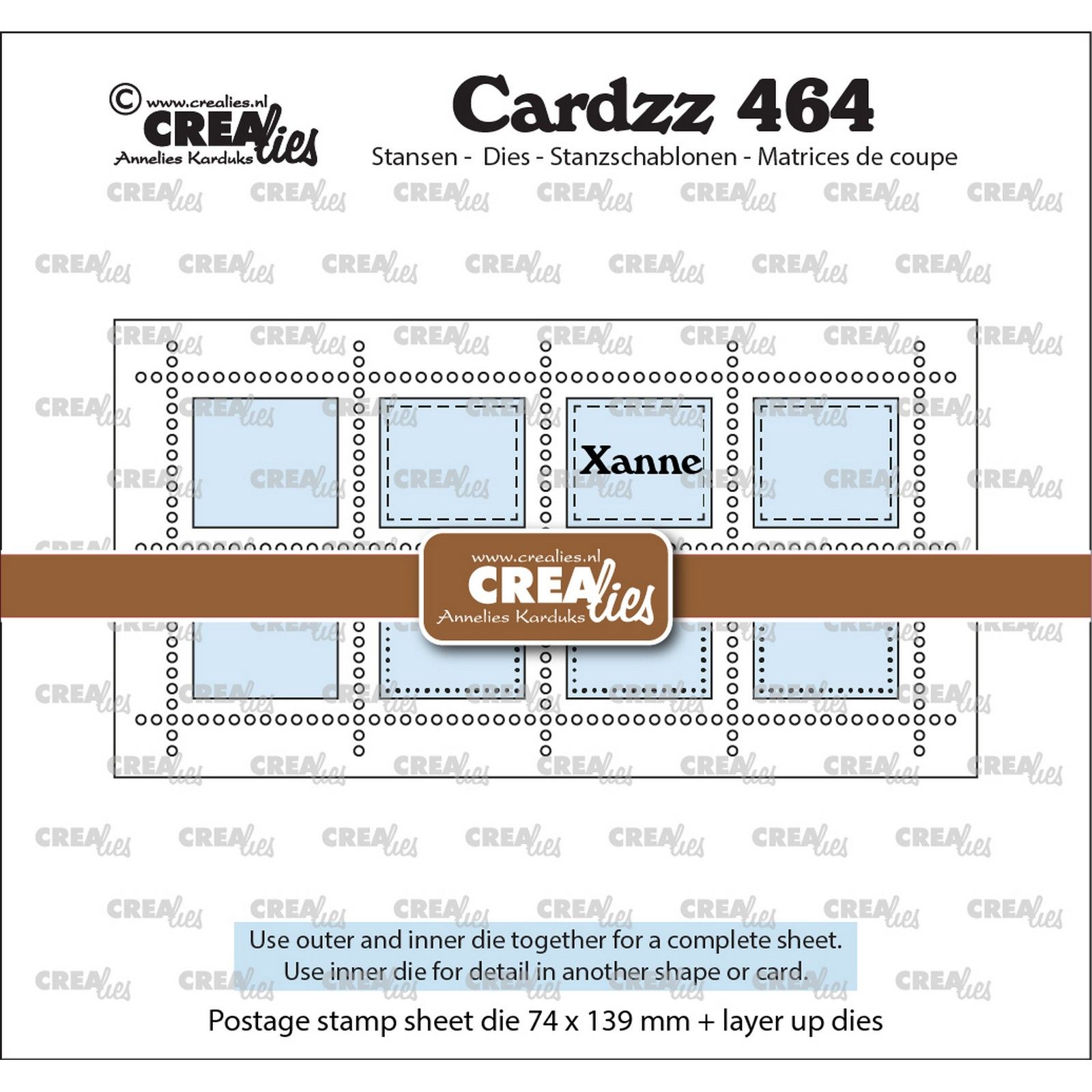 Crealies • Cardzz Stans Mini Slimline Postzegelvel Xanne Met 8 Rechthoeken 