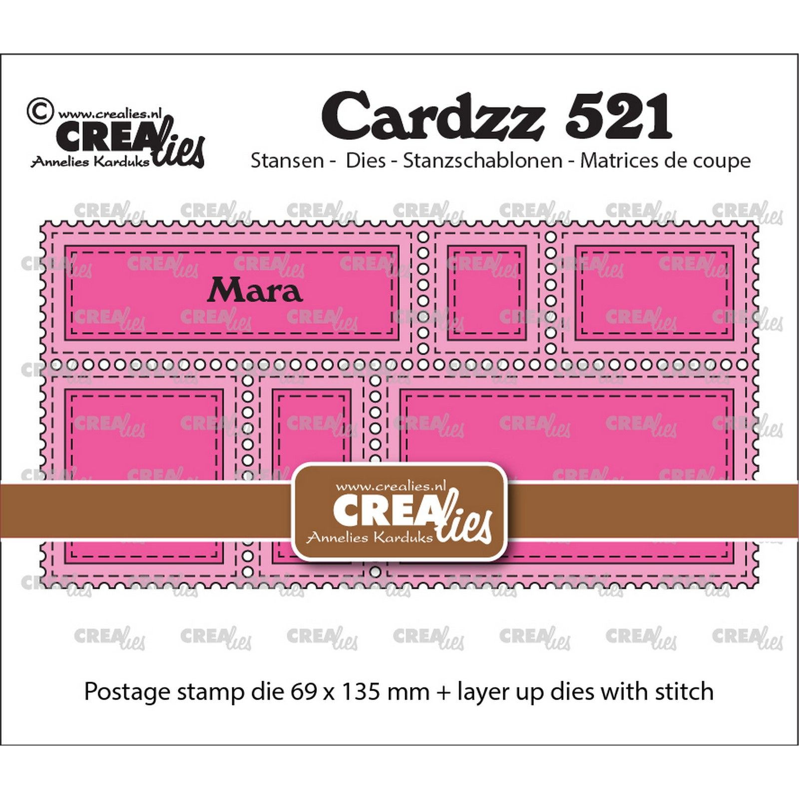 Crealies • Cardzz Cutting Dies Postage Stamp Frame Mini Slimline Mara